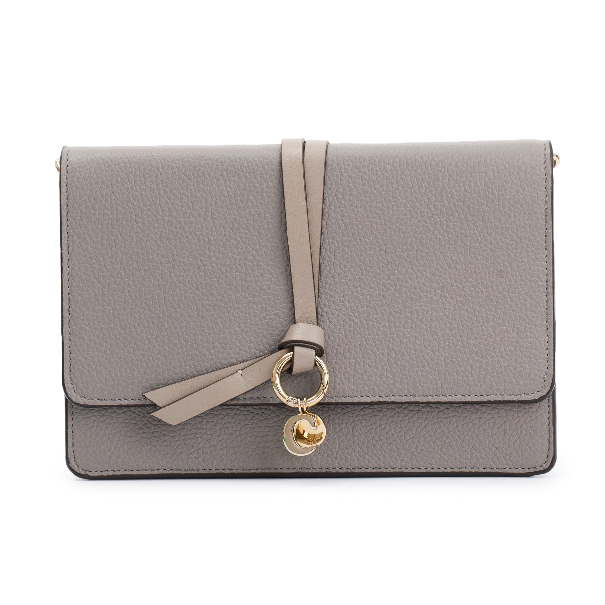 Chloe Grey Calfskin Leather Alphabet Clutch Crossbody Bag
