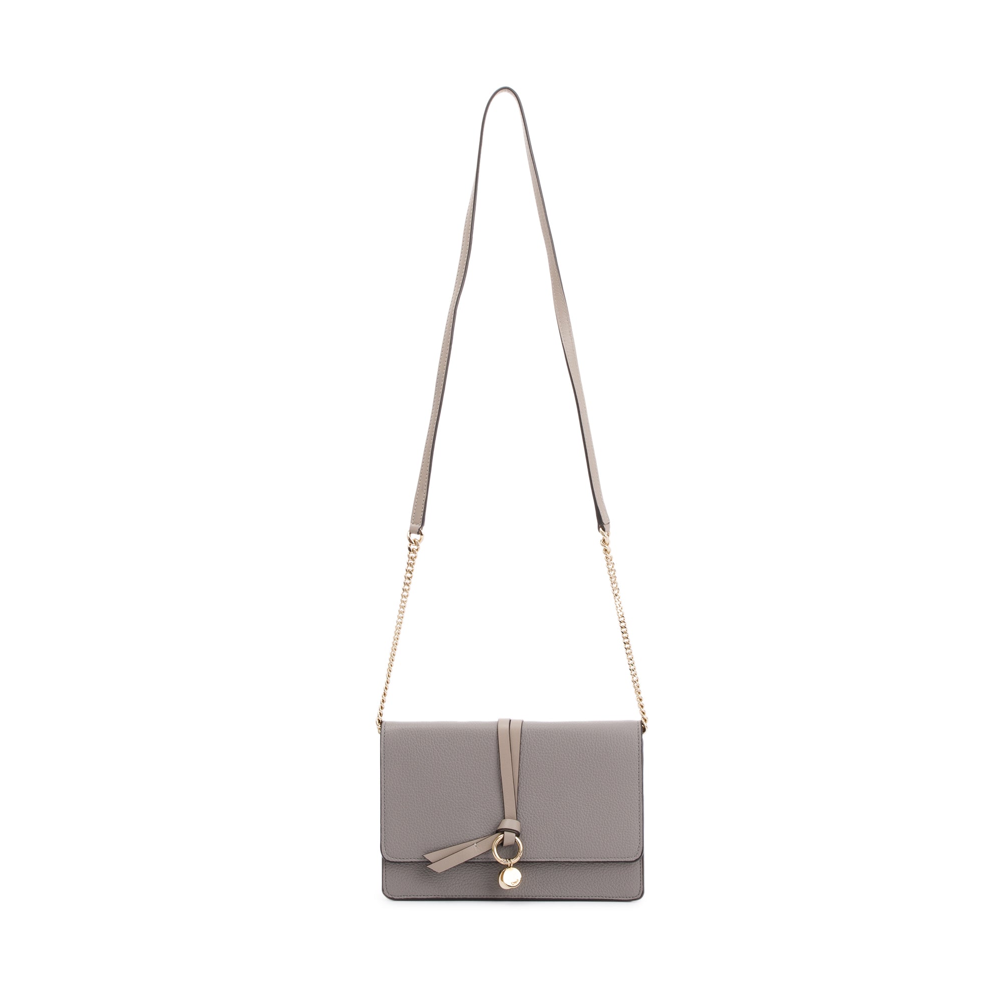 Chloe Grey Calfskin Leather Alphabet Clutch Crossbody Bag