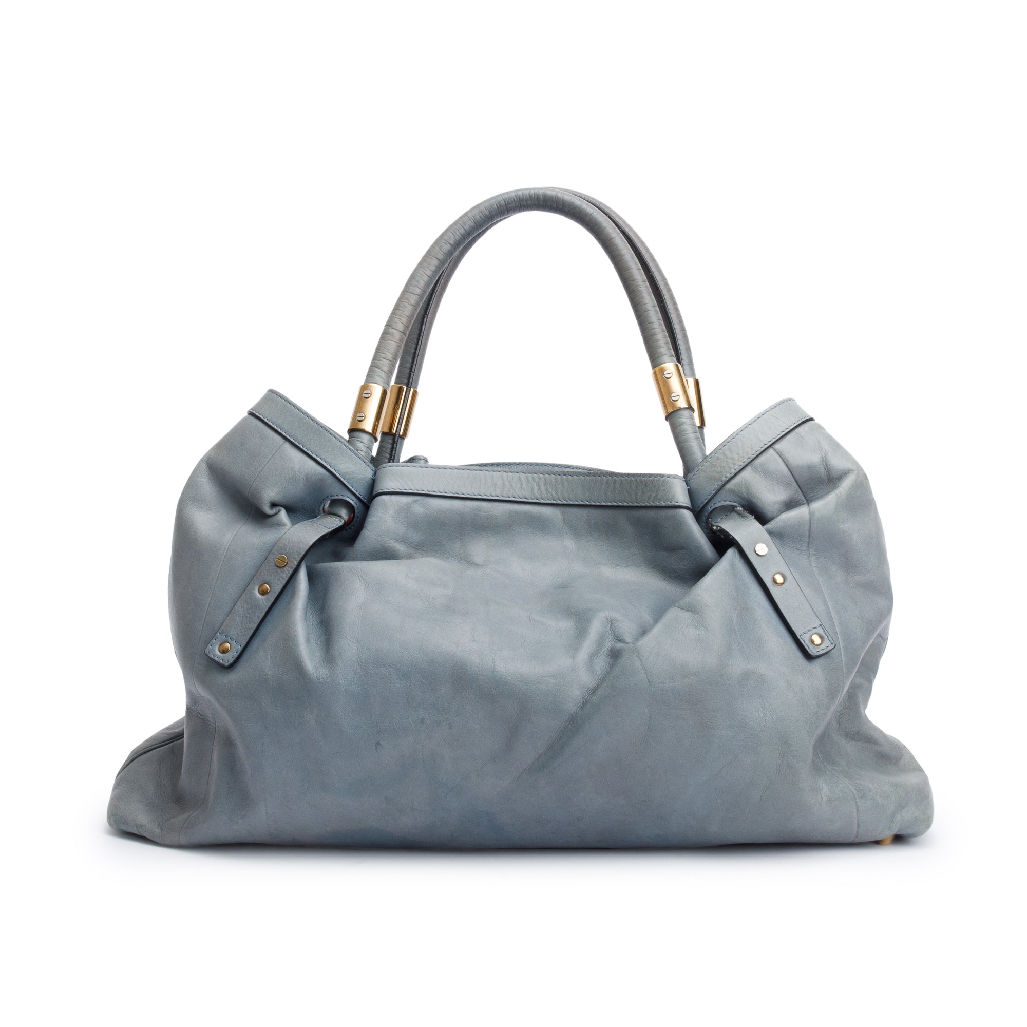 Chloe Grey Calfskin Leather Large Victoria Tote