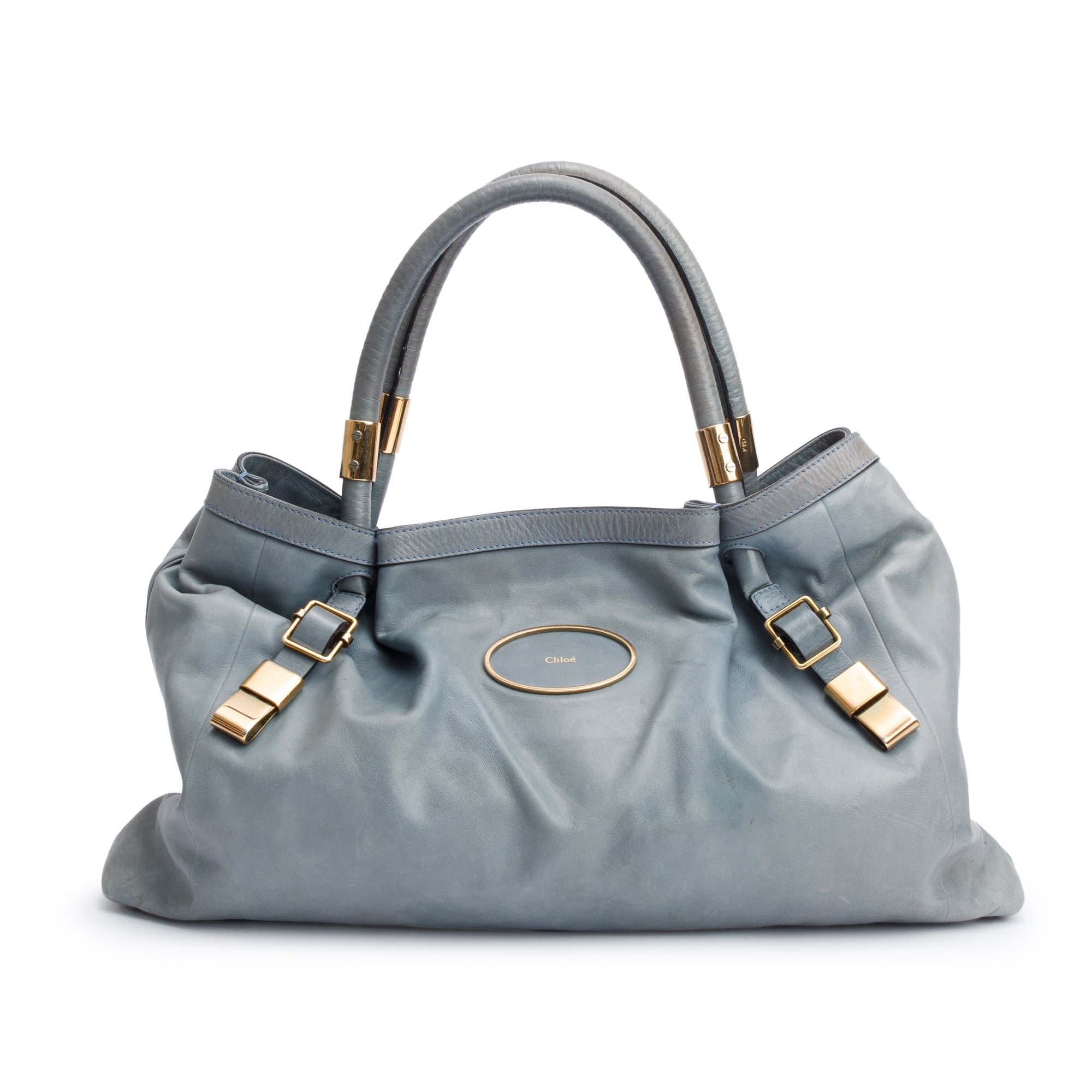 Chloe Grey Calfskin Leather Large Victoria Tote