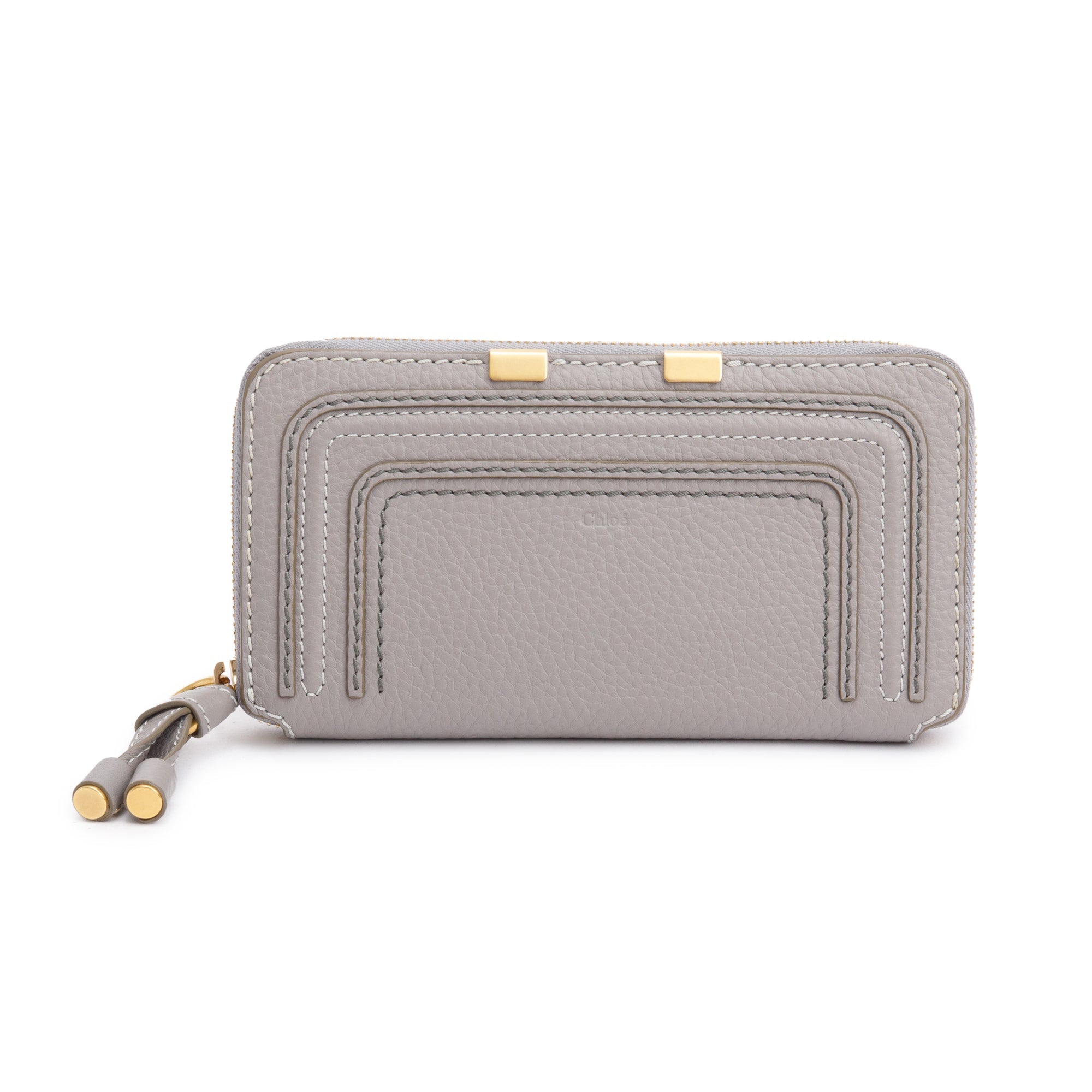 Chloe Grey Calfskin Leather Marcie Continental Flap Wallet w/ Box