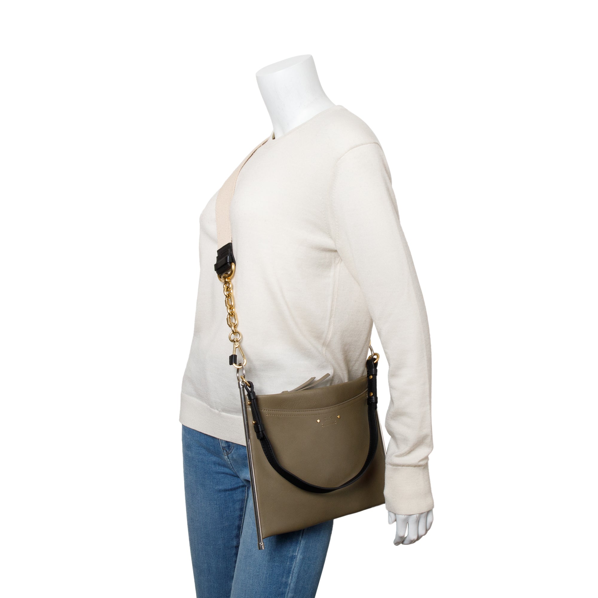 Chloe Grey Calfskin Leather Medium Roy Clutch Crossbody