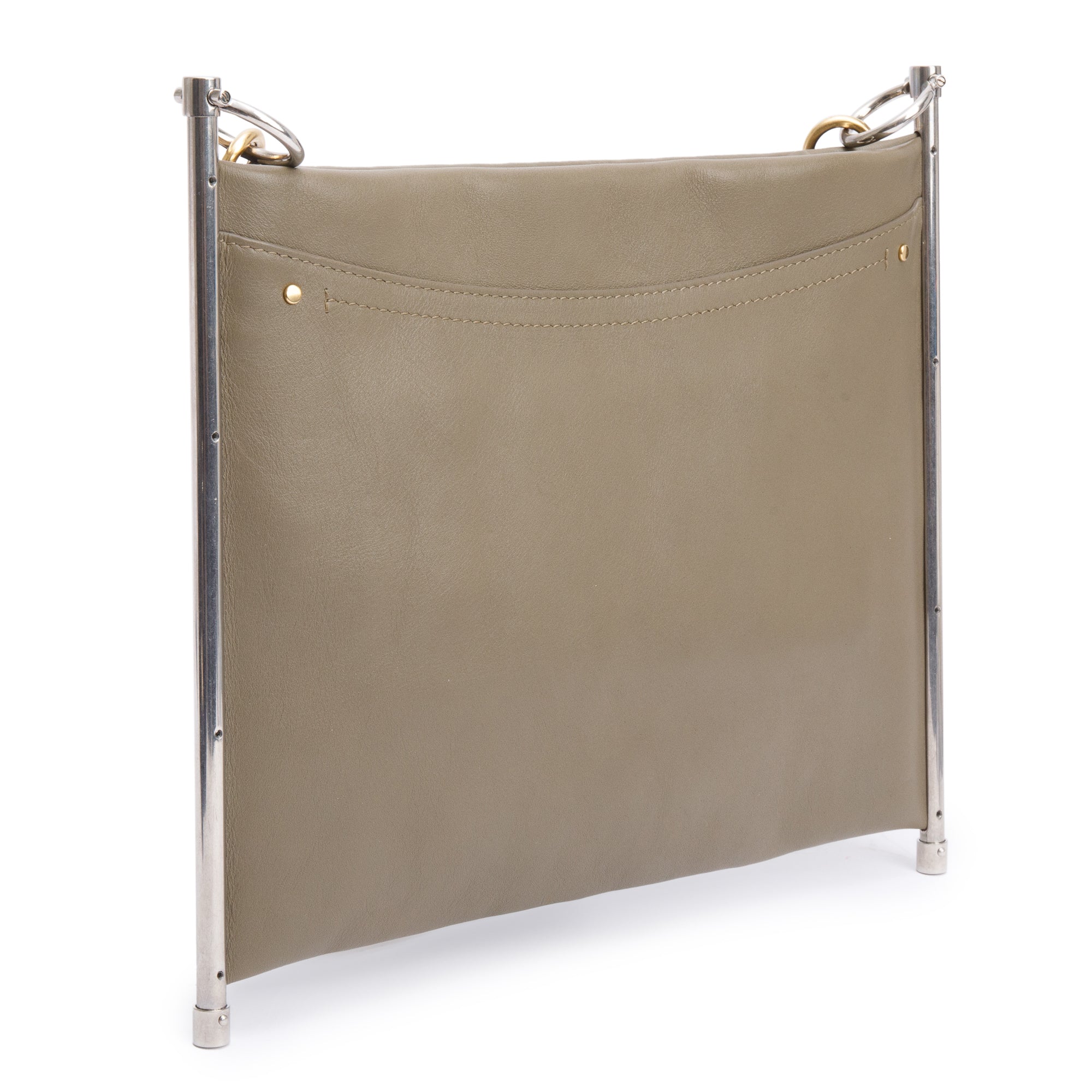 Chloe Grey Calfskin Leather Medium Roy Clutch Crossbody