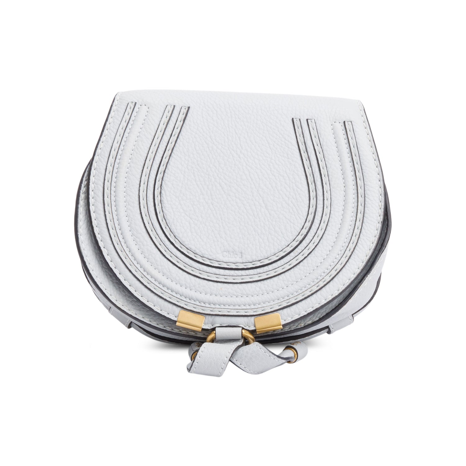 Chloe Grey Calfskin Leather Small Marcie Crossbody Bag