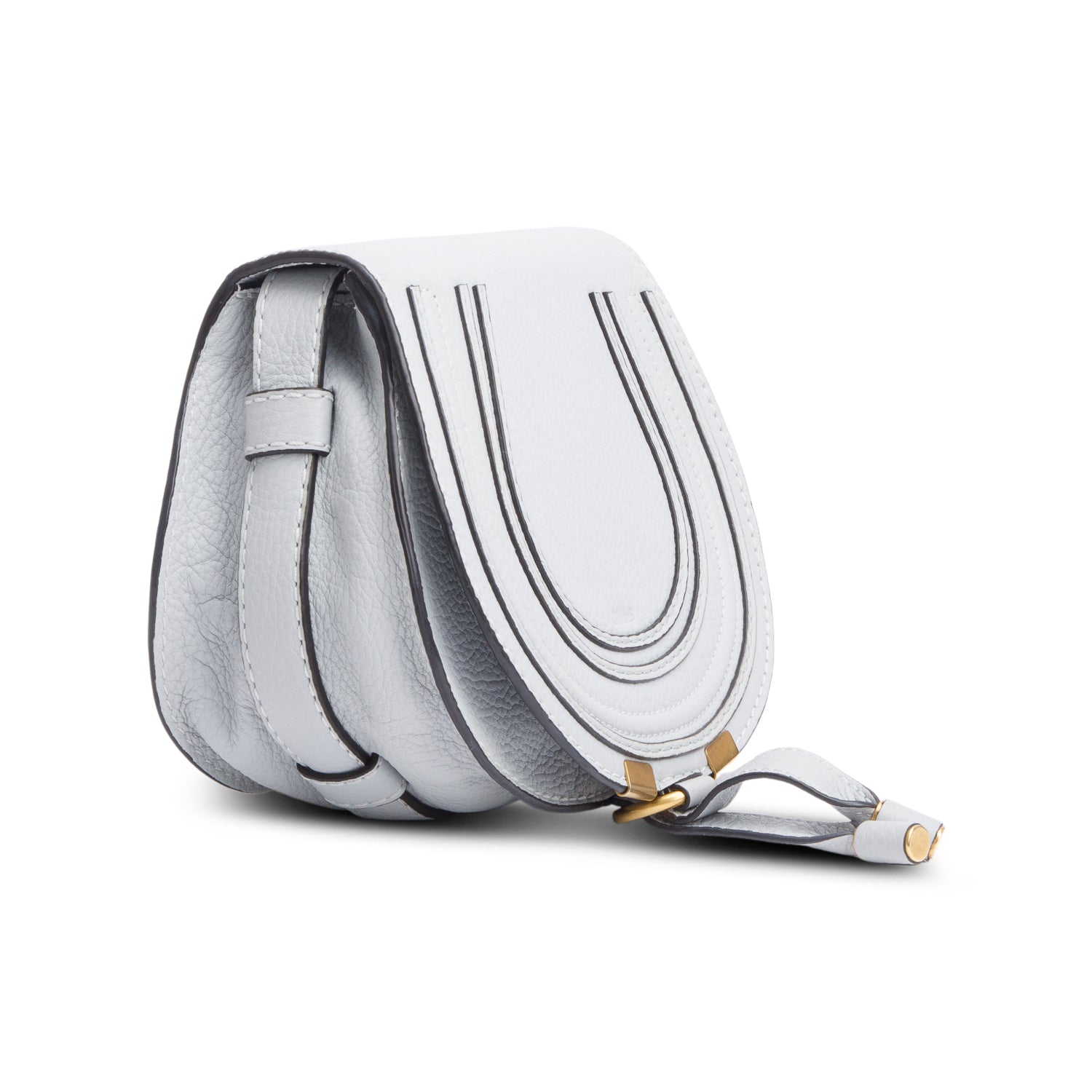Chloe Grey Calfskin Leather Small Marcie Crossbody Bag