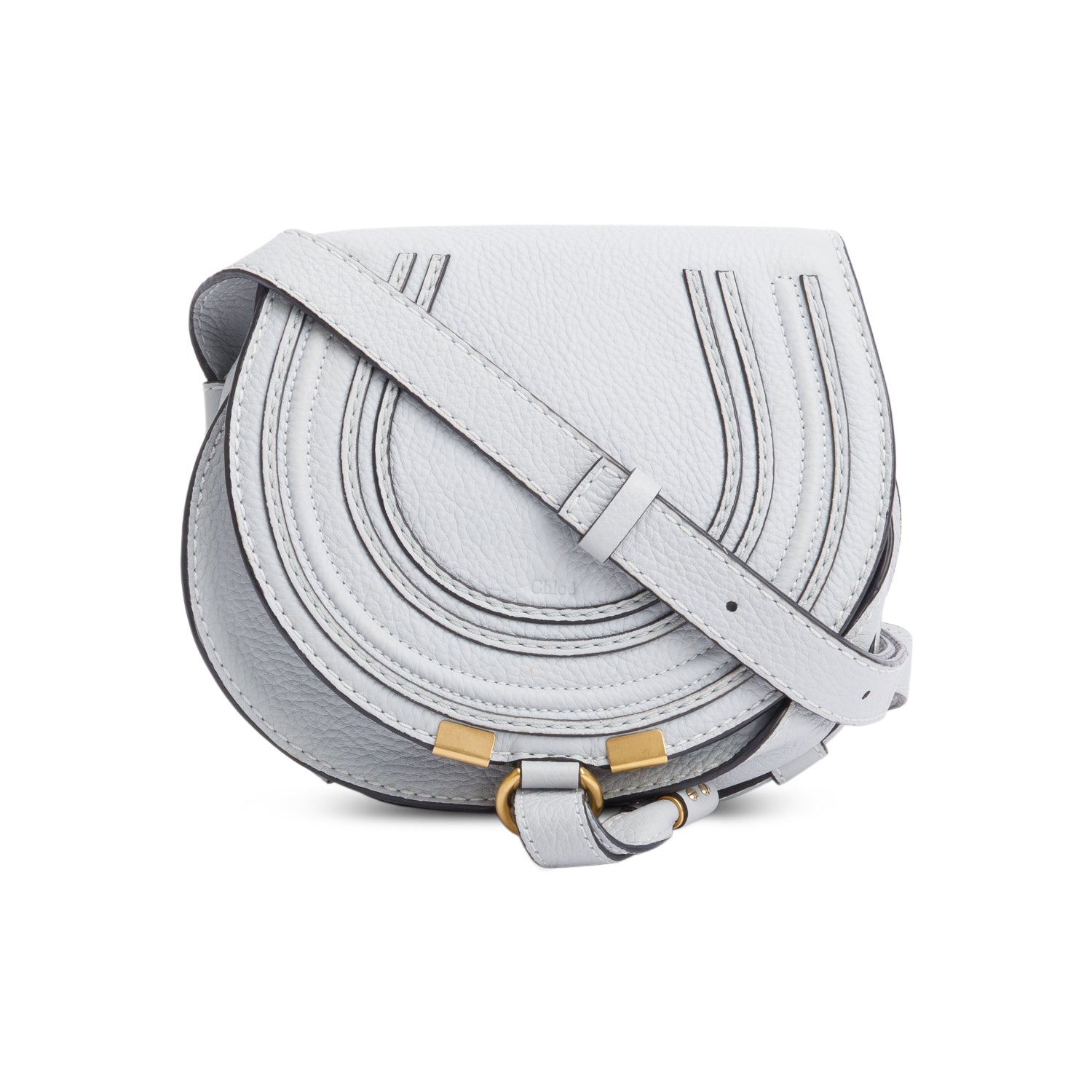 Chloe Grey Calfskin Leather Small Marcie Crossbody Bag