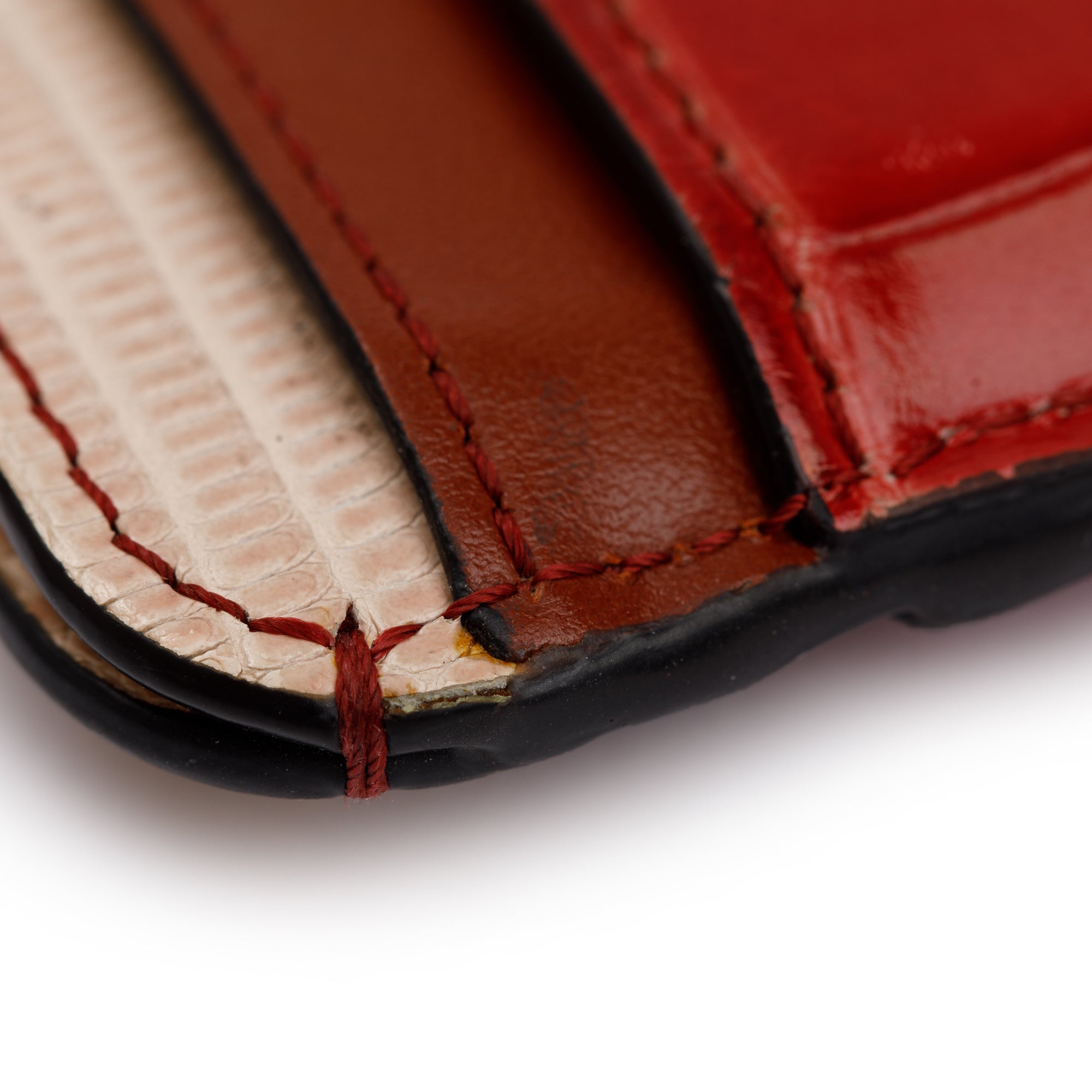 Chloe Red Crocodile Embossed Calfskin Leather C Card Holder