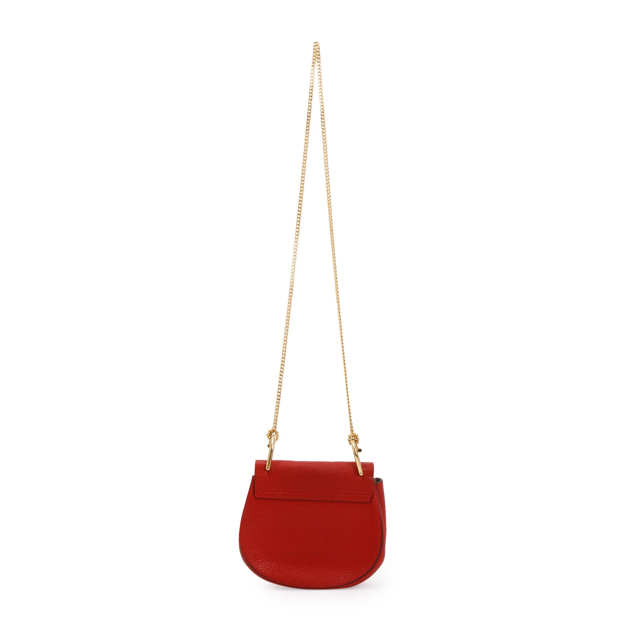 Chloe Red Grained Calfskin Leather Mini Drew Crossbody Bag