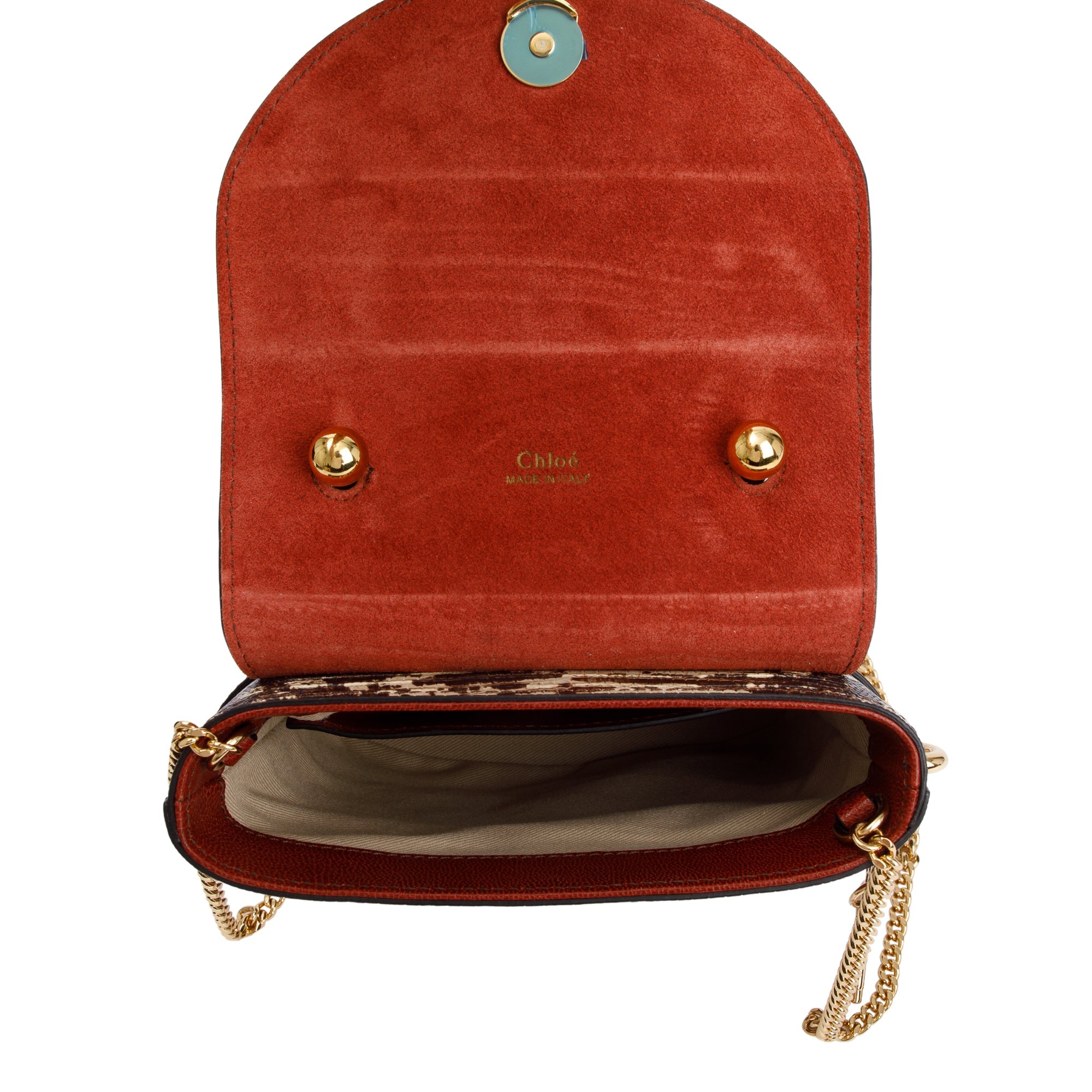 Chloe Sepia Brown Embossed Calfskin Leather Small Aby Lock Bag