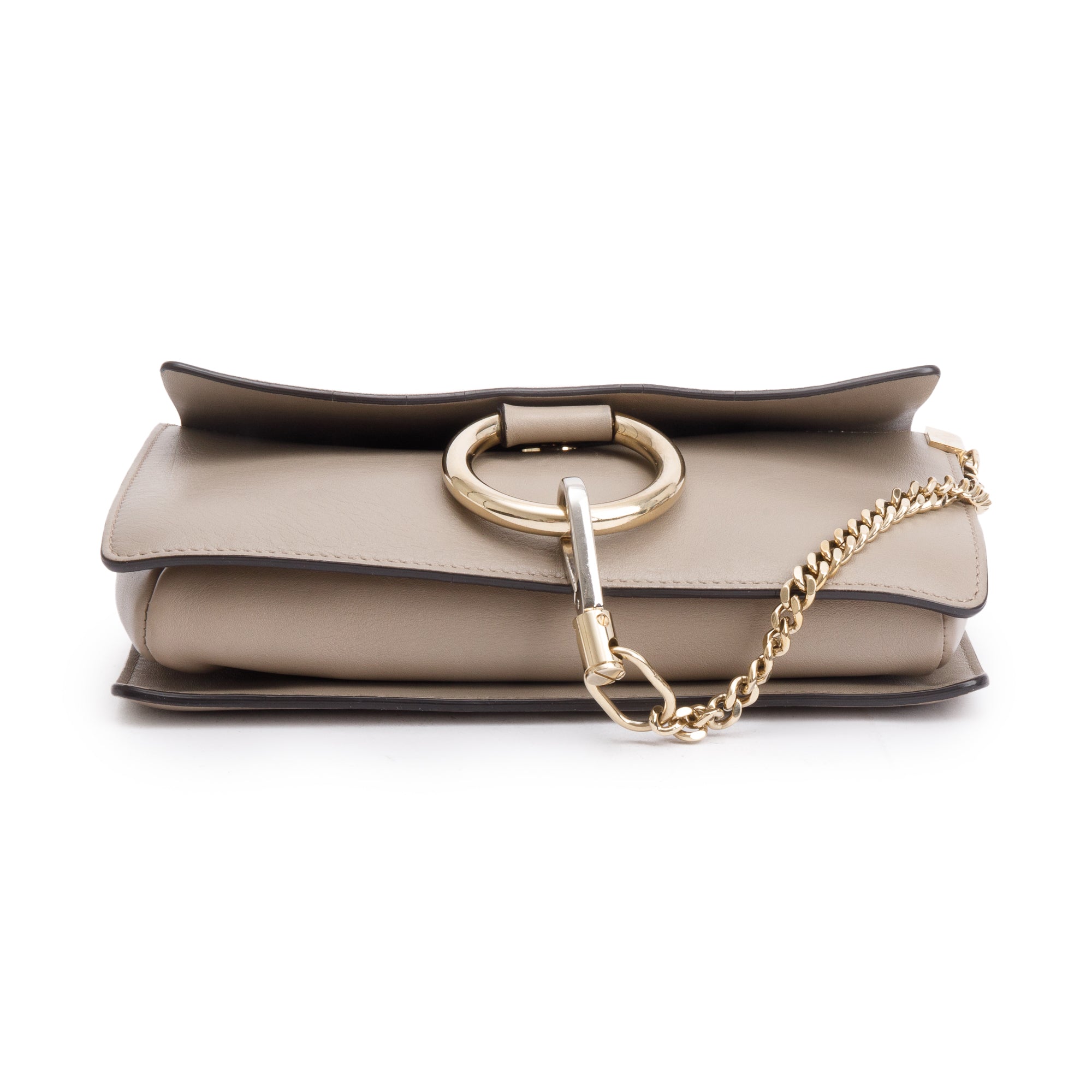 Chloe Taupe Suede & Calfskin Leather Small Faye Shoulder Bag