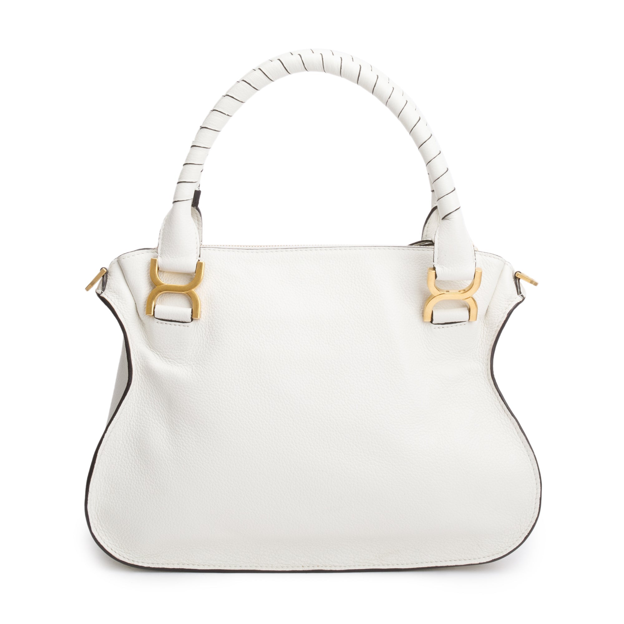 Chloe White Calfskin Leather Medium Marcie Shoulder Bag