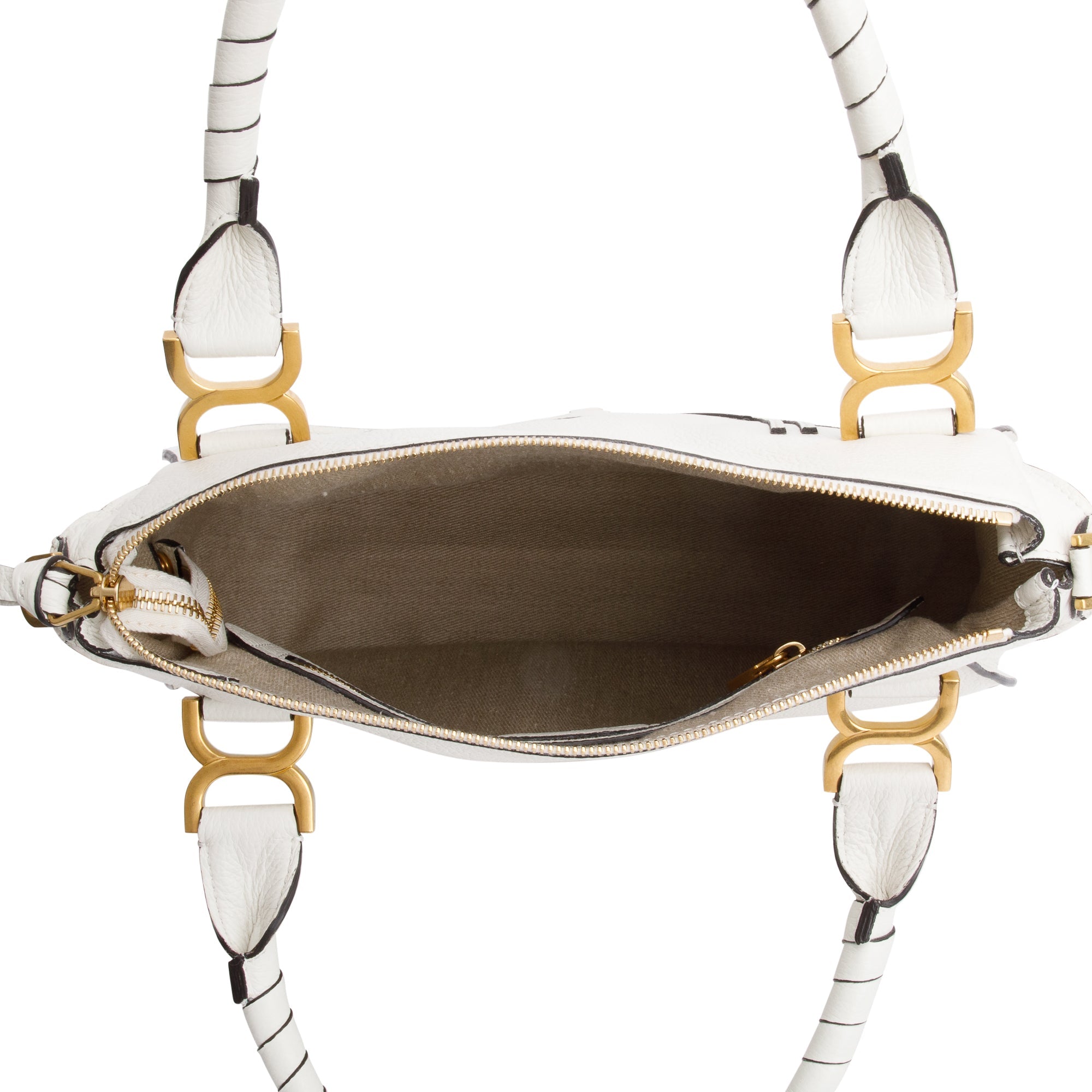 Chloe White Calfskin Leather Medium Marcie Shoulder Bag