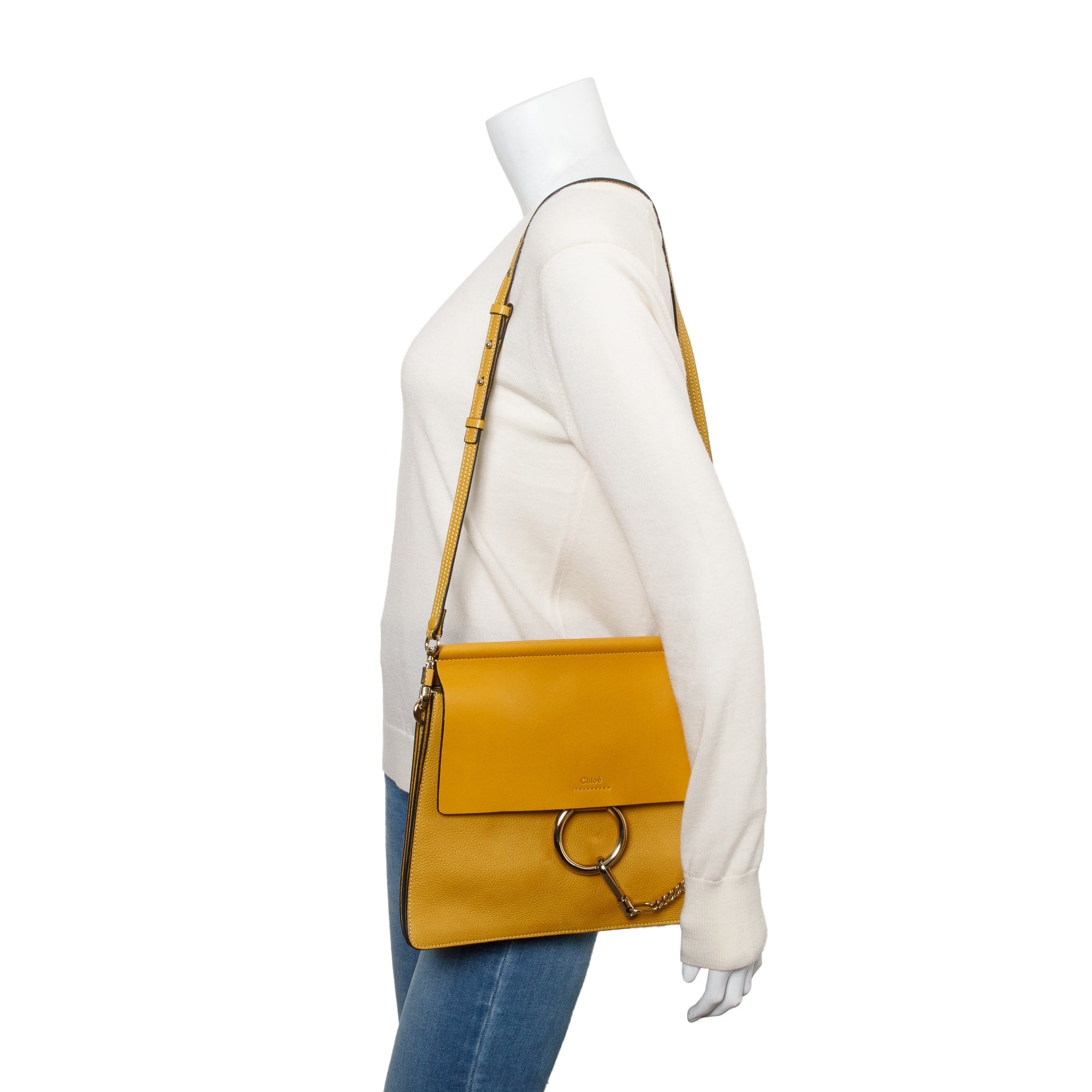 Chloe Yellow Calfskin Leather Medium Faye Shoulder Bag
