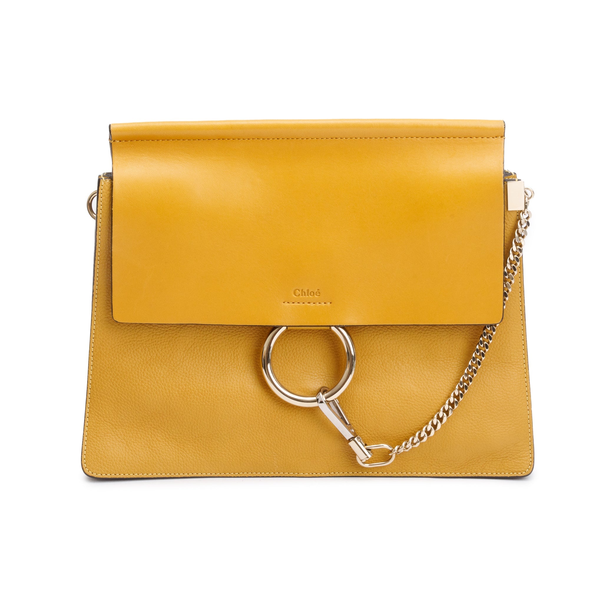 Chloe Yellow Calfskin Leather Medium Faye Shoulder Bag