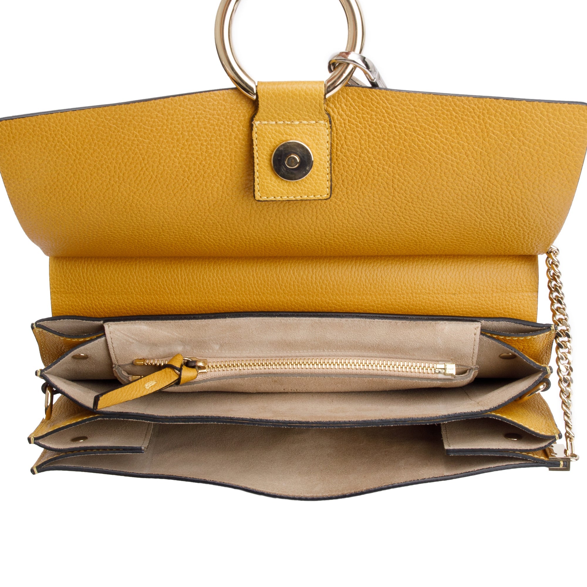 Chloe Yellow Calfskin Leather Medium Faye Shoulder Bag