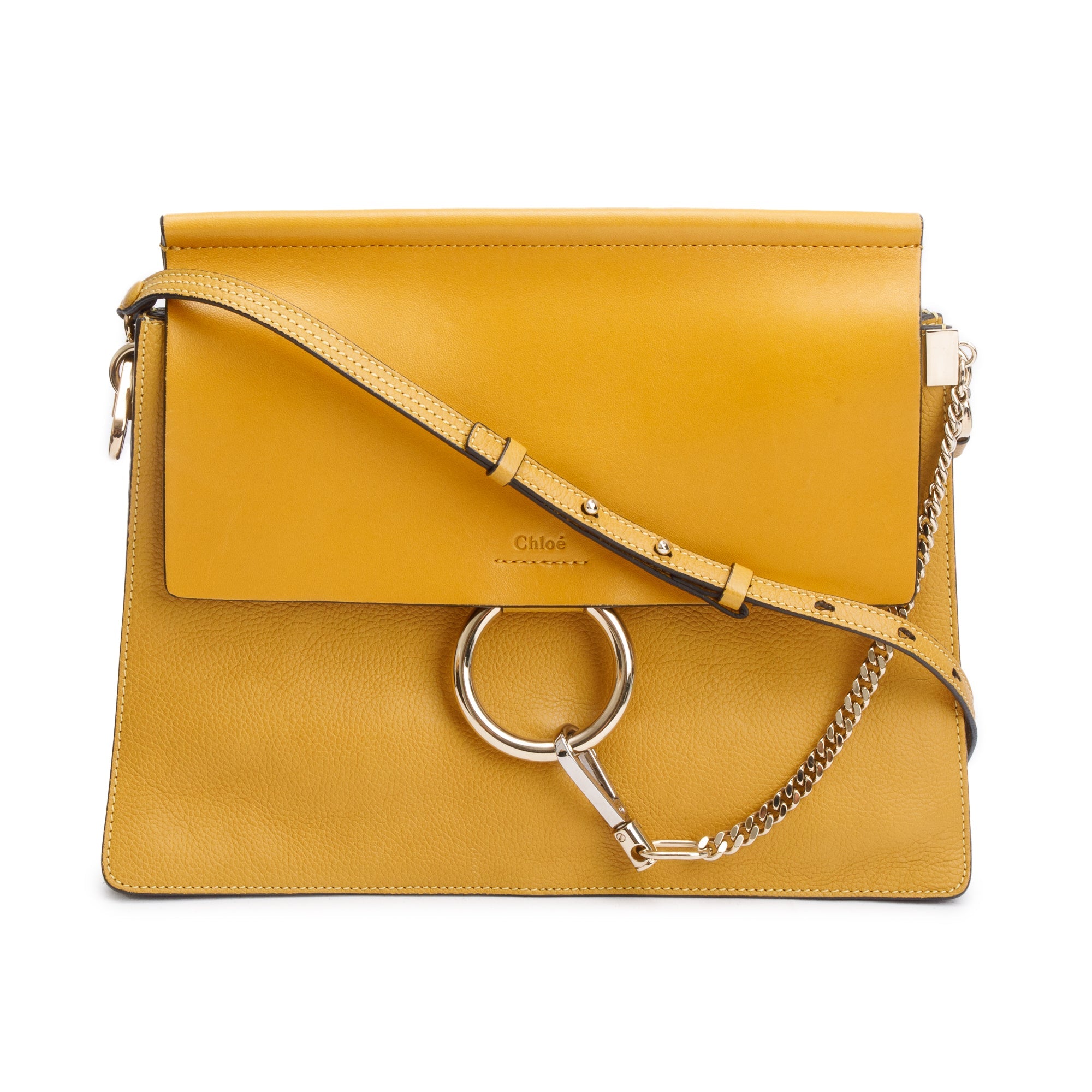 Chloe Yellow Calfskin Leather Medium Faye Shoulder Bag