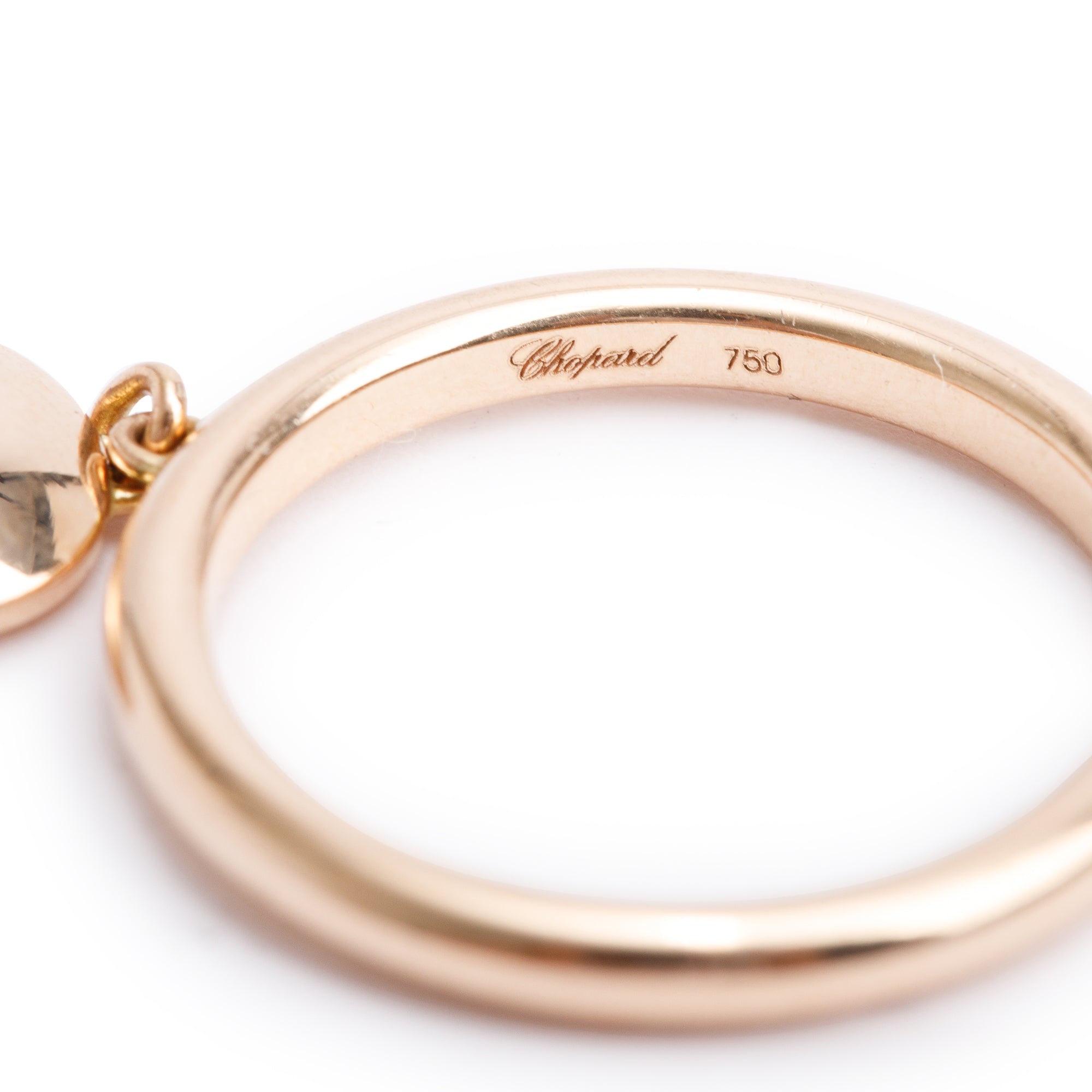 Chopard 18k Rose Gold Chopardissimo Round Dangle Band Ring, Size 6.5