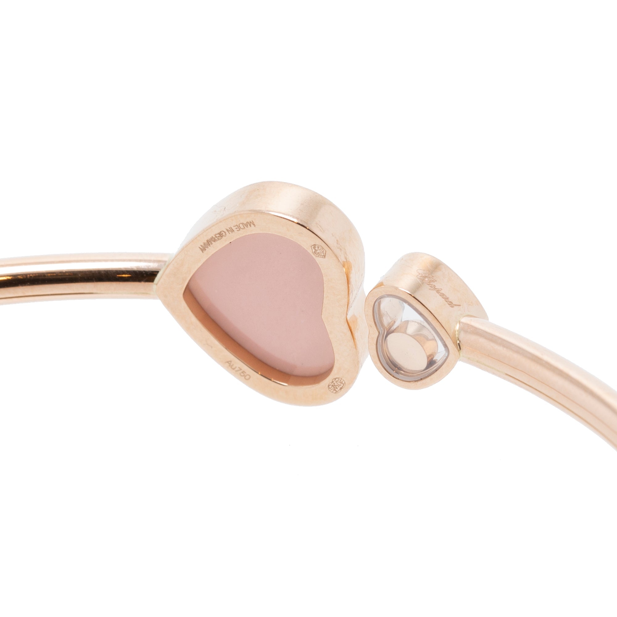 Chopard 18k Rose Gold Pink Opal & Diamond Happy Hearts Bangle w/ Box