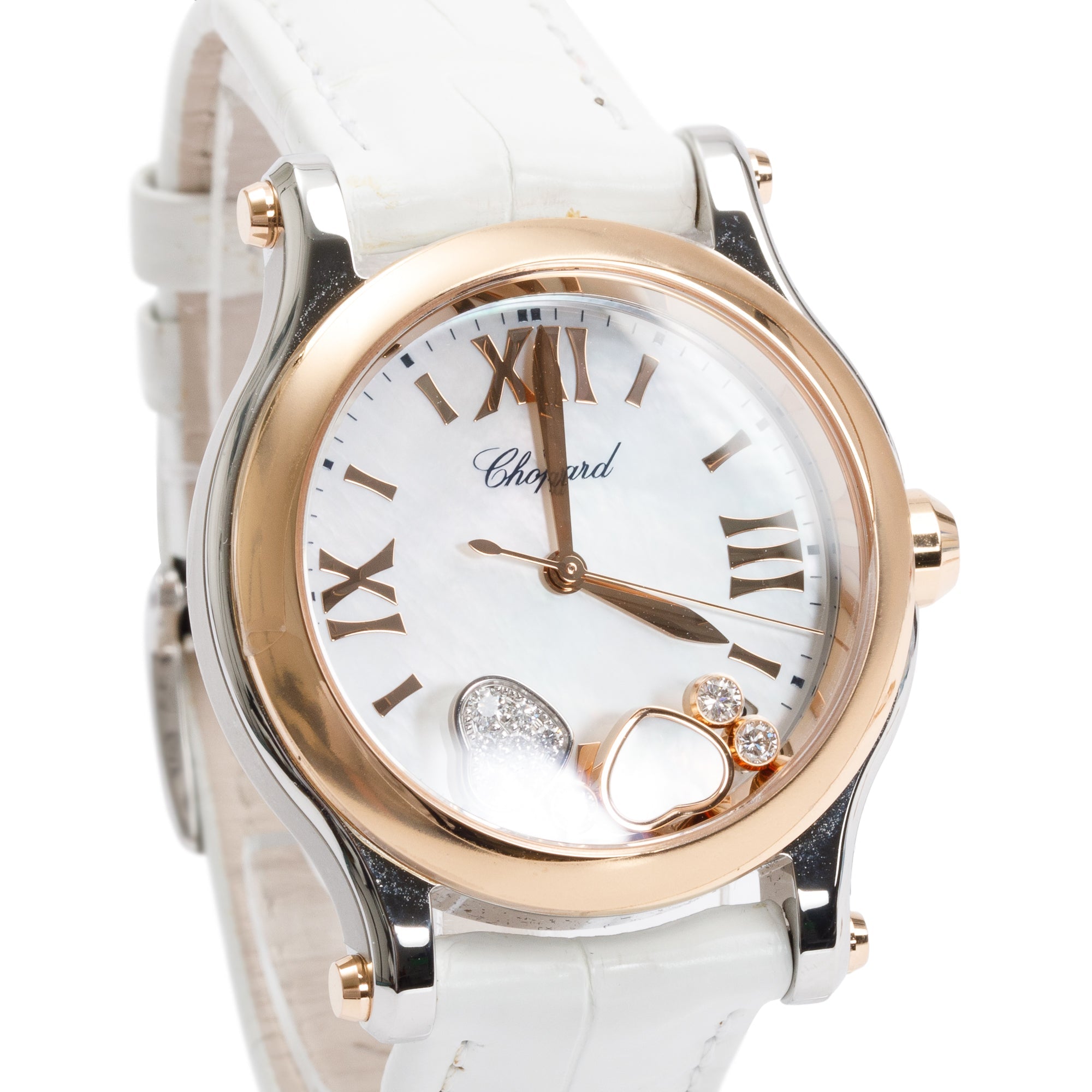 Chopard 18k Rose Gold & Stainless Steel Happy Sport Diamond Gems 36 MM Watch