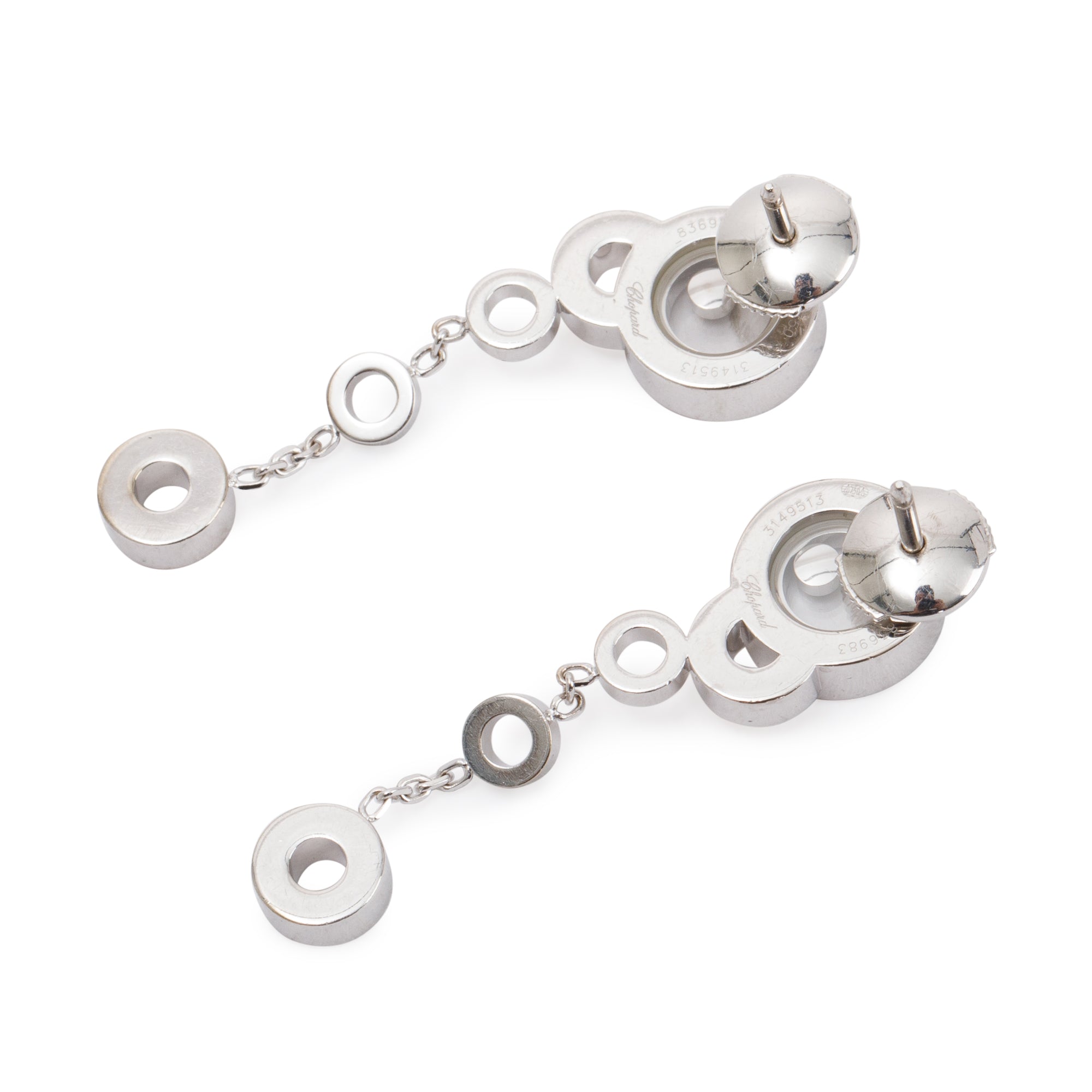 Chopard 18k White Gold Diamond Happy Bubbles Drop Earrings