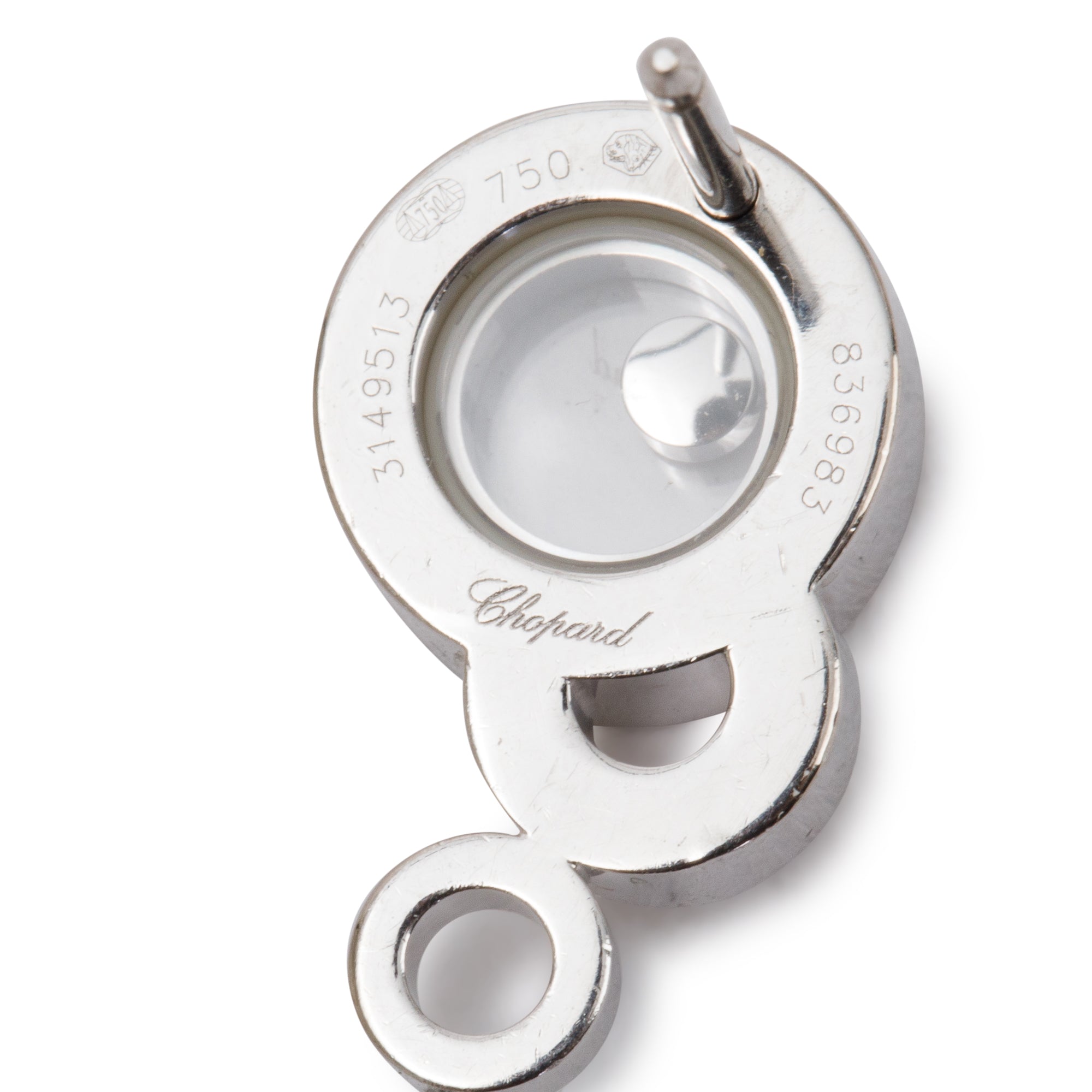 Chopard 18k White Gold Diamond Happy Bubbles Drop Earrings