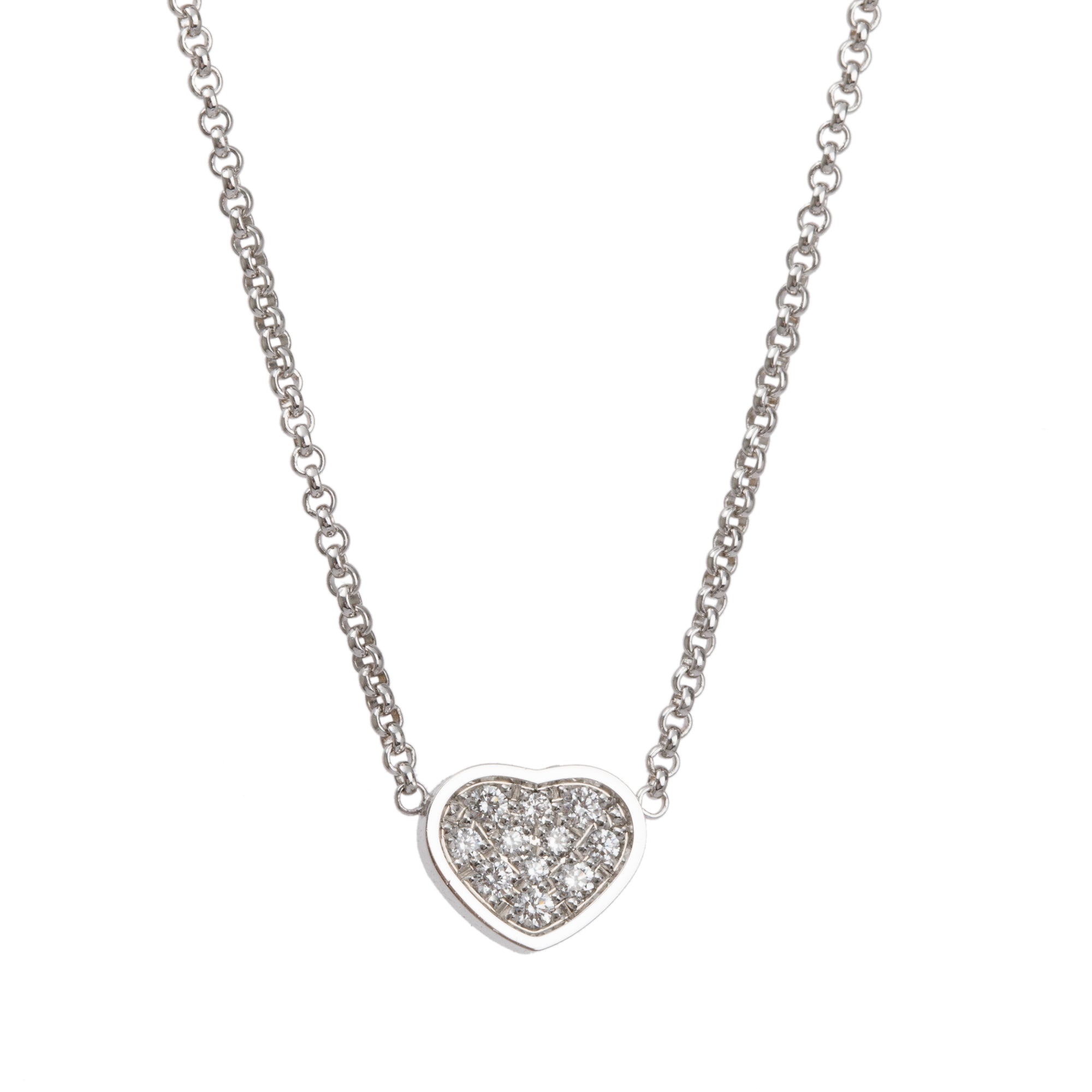 Chopard 18k White Gold Diamond My Happy Hearts Pendant Necklace