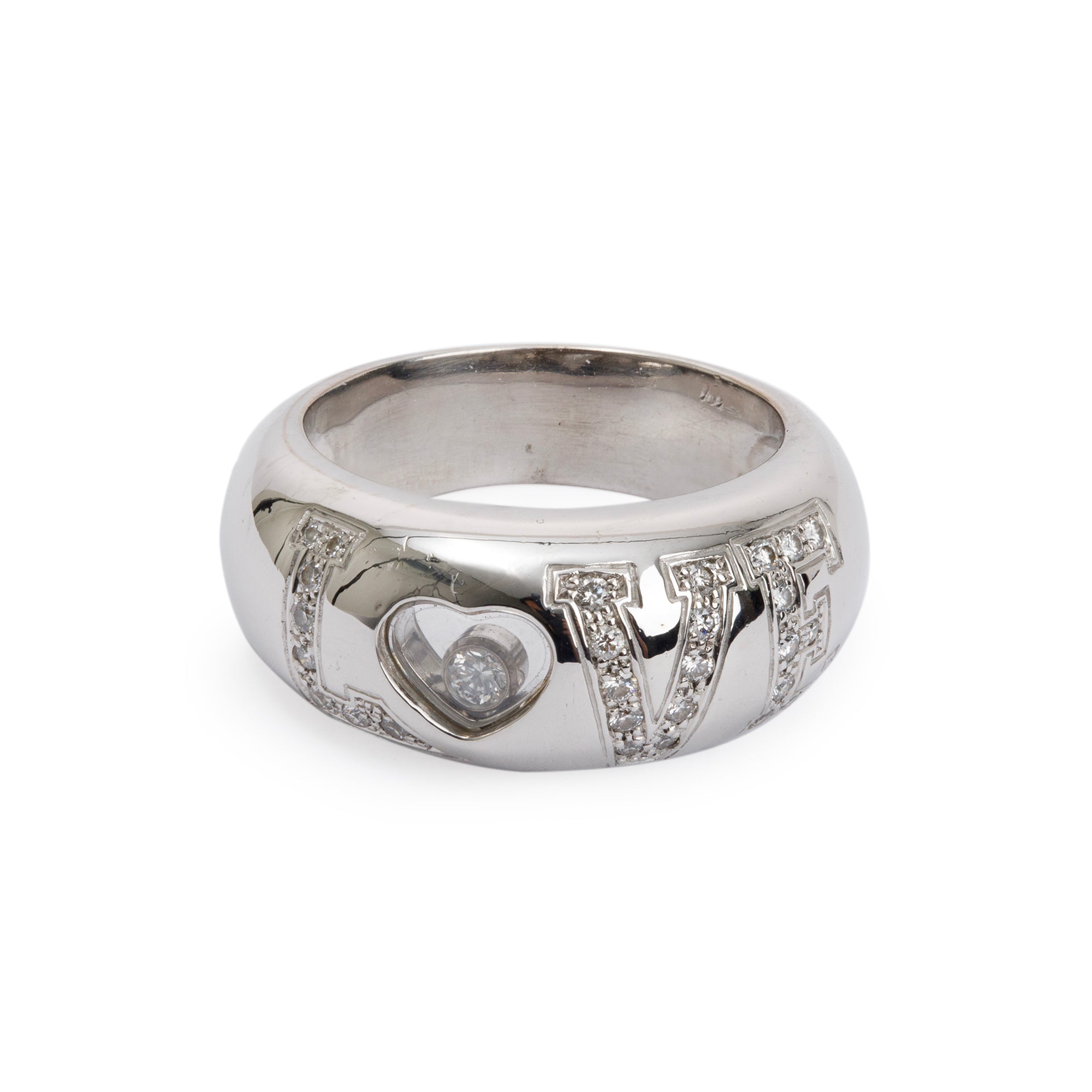 Chopard 18k White Gold Happy Diamond Love Ring, Size 5.25
