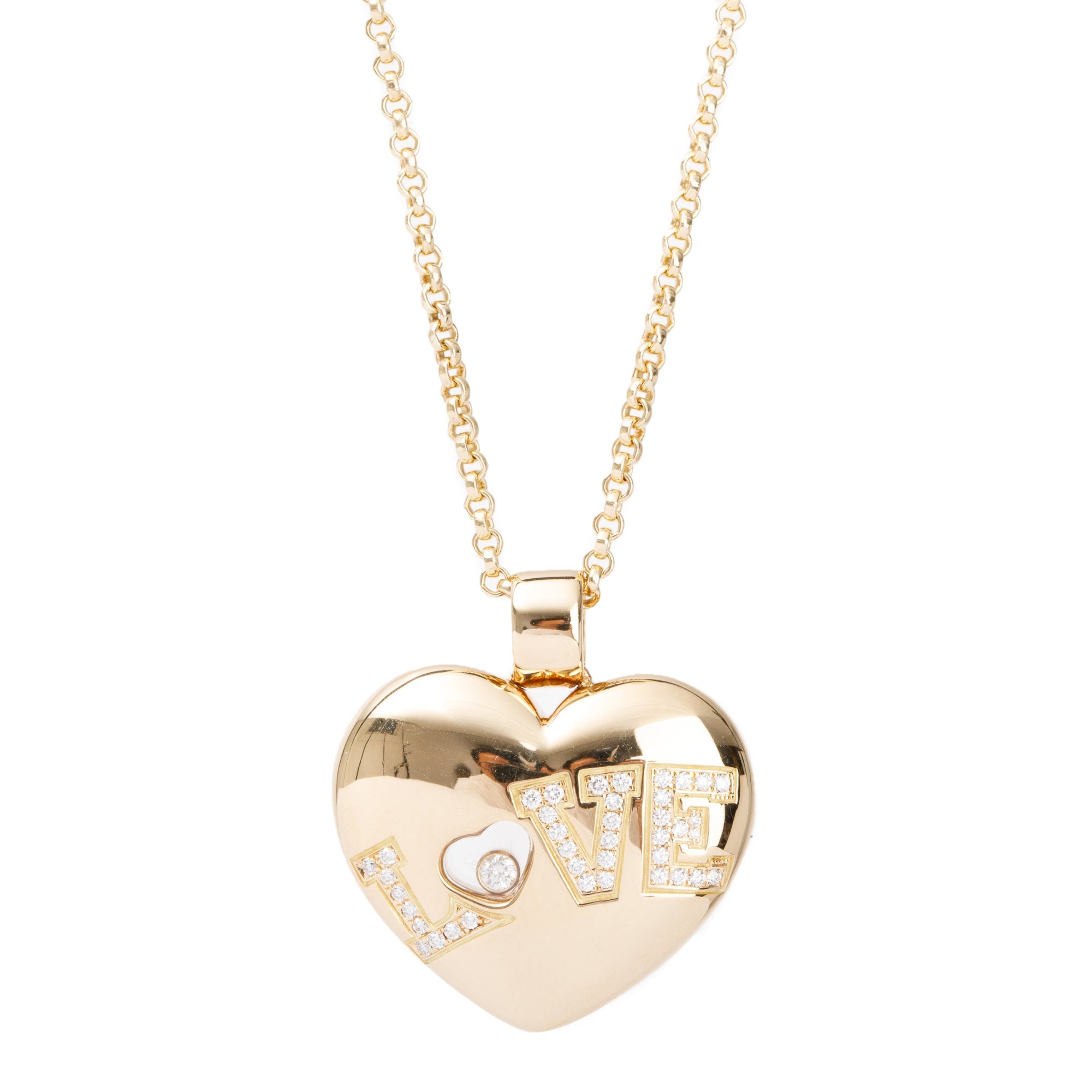 Chopard 18k Yellow Gold Diamond "Love" Heart Pendant Necklace