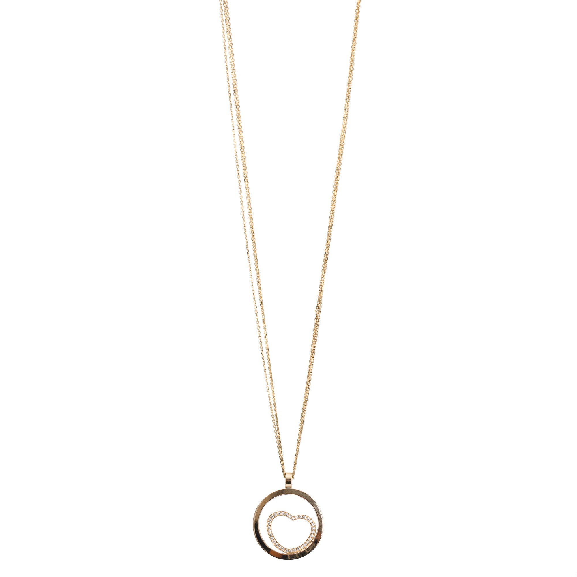 Chopard 18k Yellow Gold Happy Spirit Diamond Heart Pendant Necklace