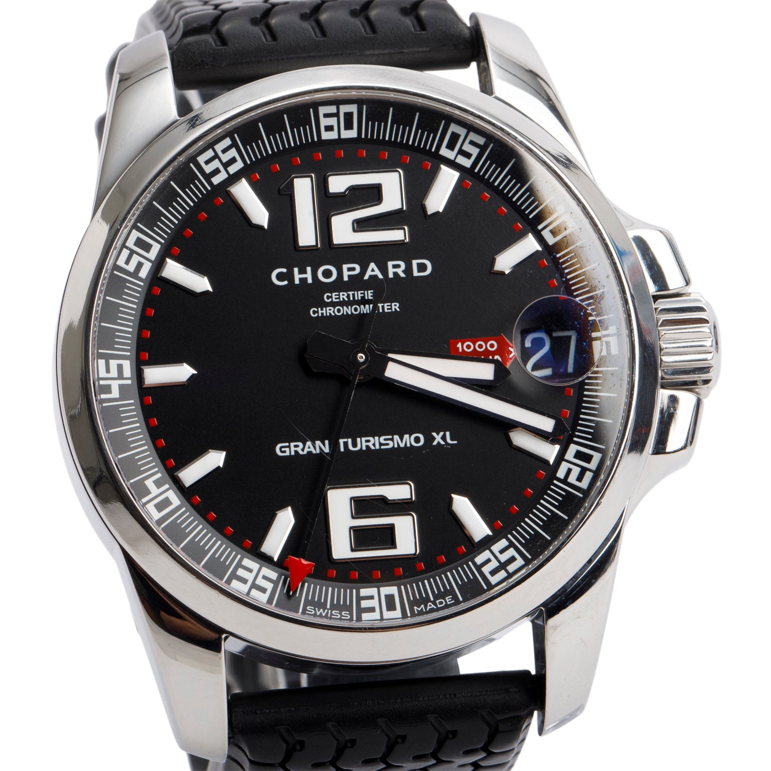 Chopard Stainless Steel Mille Miglia Gran Turismo Xl 44 MM Automatic Watch Black Dial