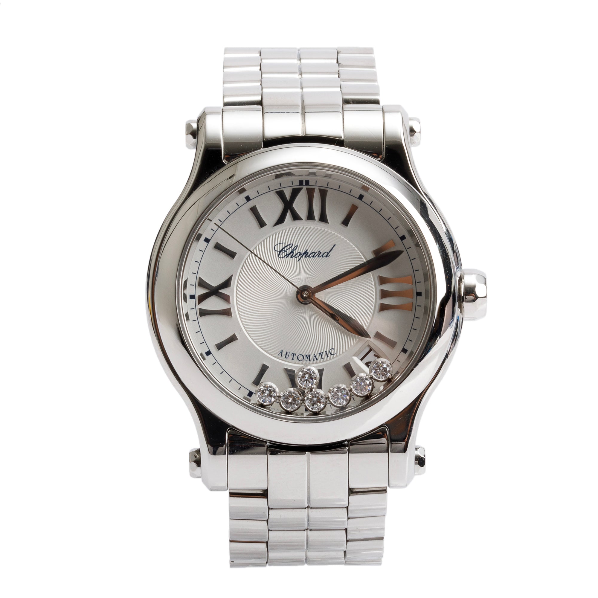 Chopard 2022 Stainless Steel Happy Sport Diamond 36 MM Automatic Watch w/ Box & Papers