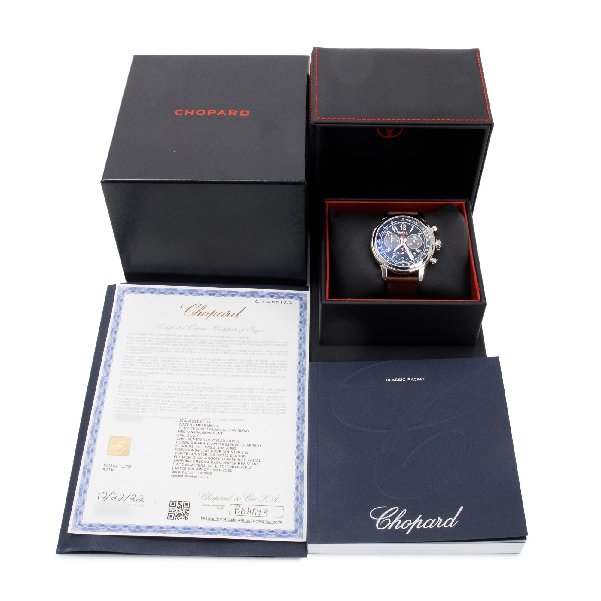 Chopard Limited Edition Stainless Steel Mille Miglia Chronograph 46 MM Automatic Watch w/ Box & Certificate