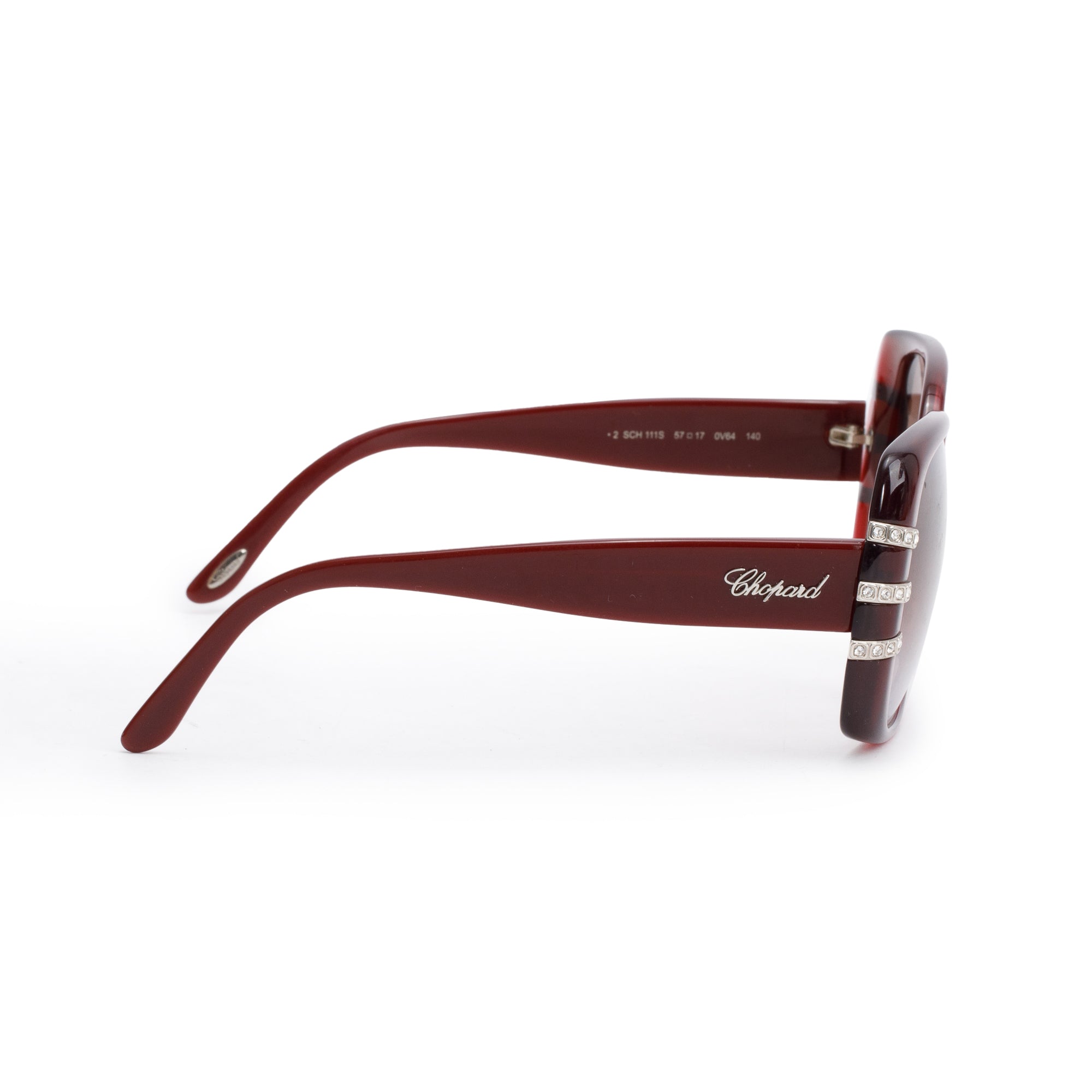 Chopard SCH111S Burgundy Acetate Crystal Square Sunglasses