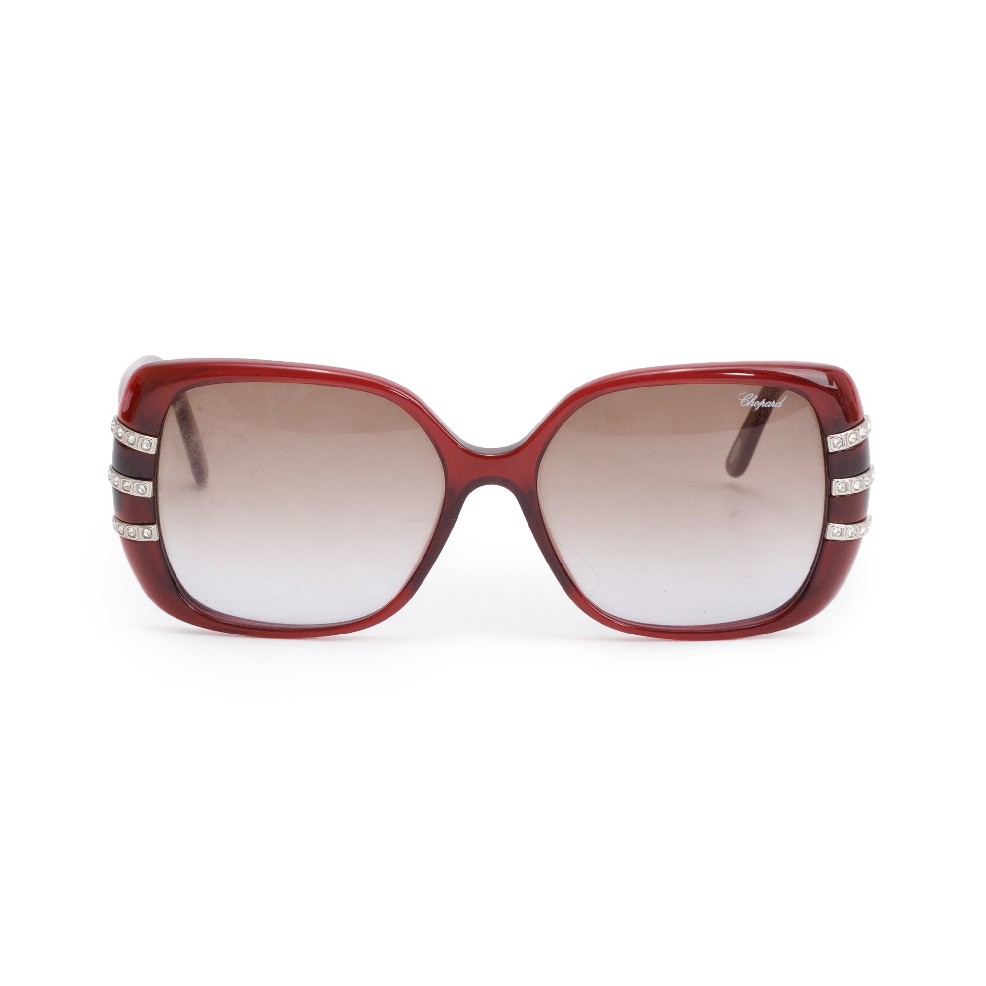 Chopard SCH111S Burgundy Acetate Crystal Square Sunglasses