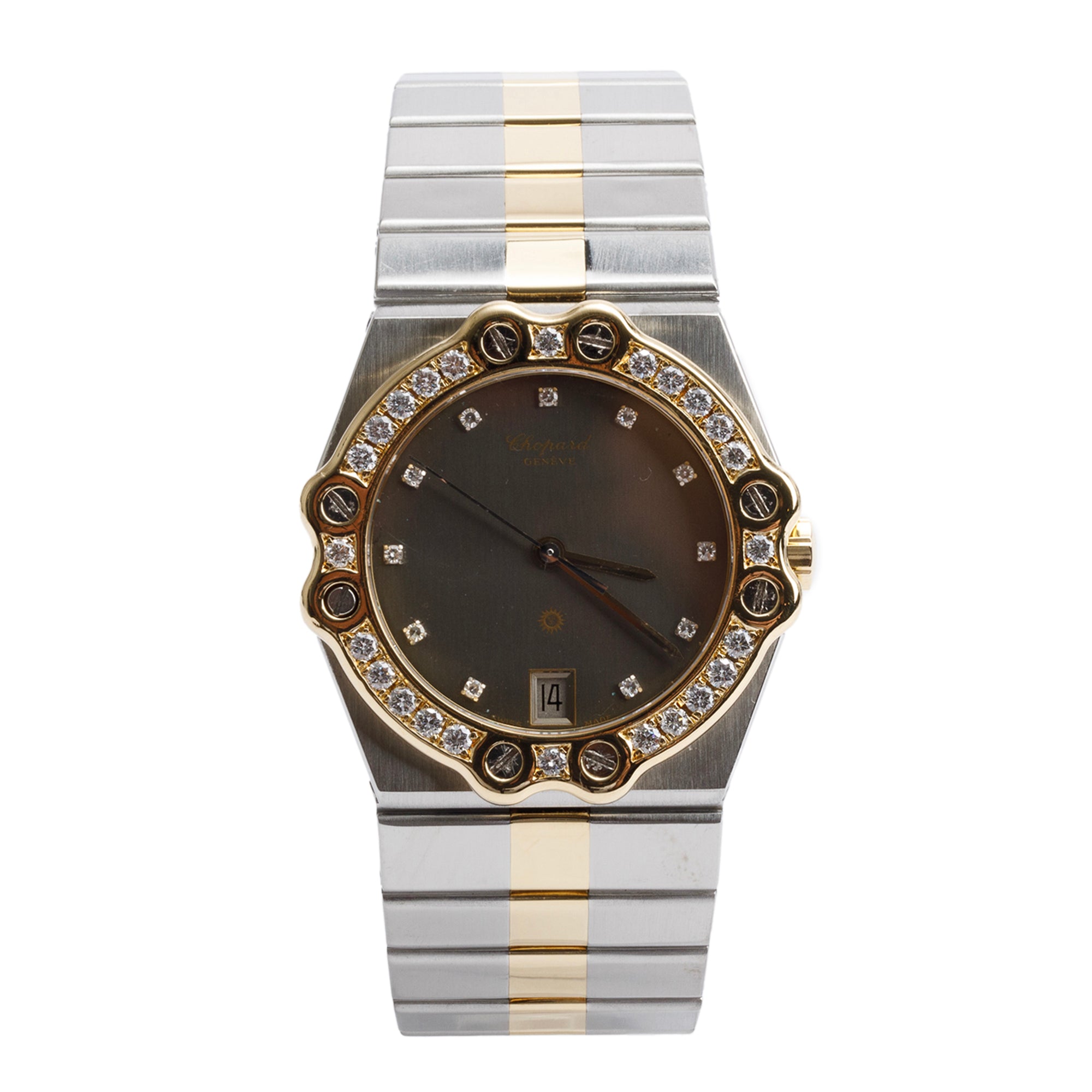 Chopard Stainless Steel & 18k Yellow Gold Diamond Bezel & Diamond Dial St. Moritz 32 MM Watch