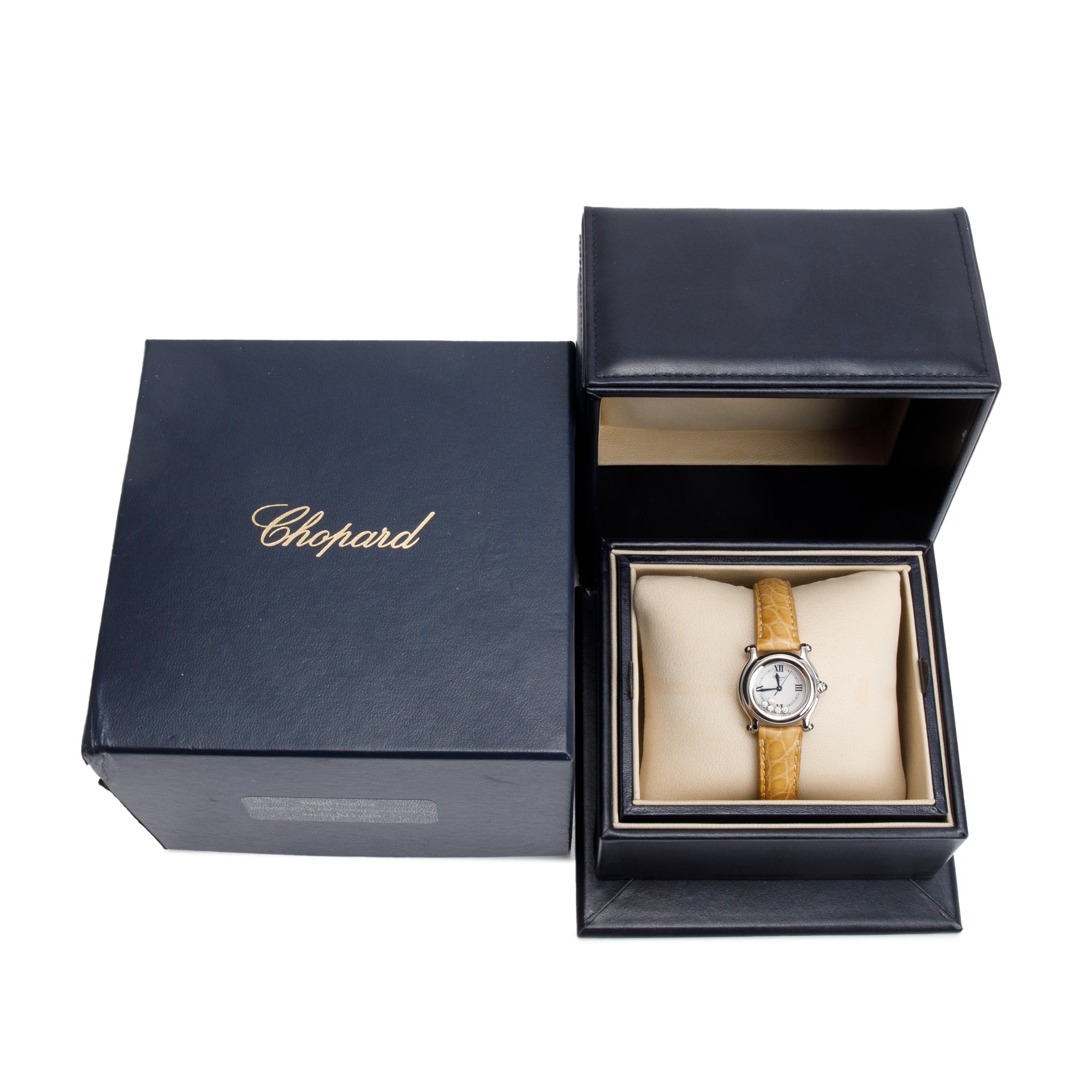 Chopard Stainless Steel Happy Sport Diamond 26 MM Quartz Watch w/ Box