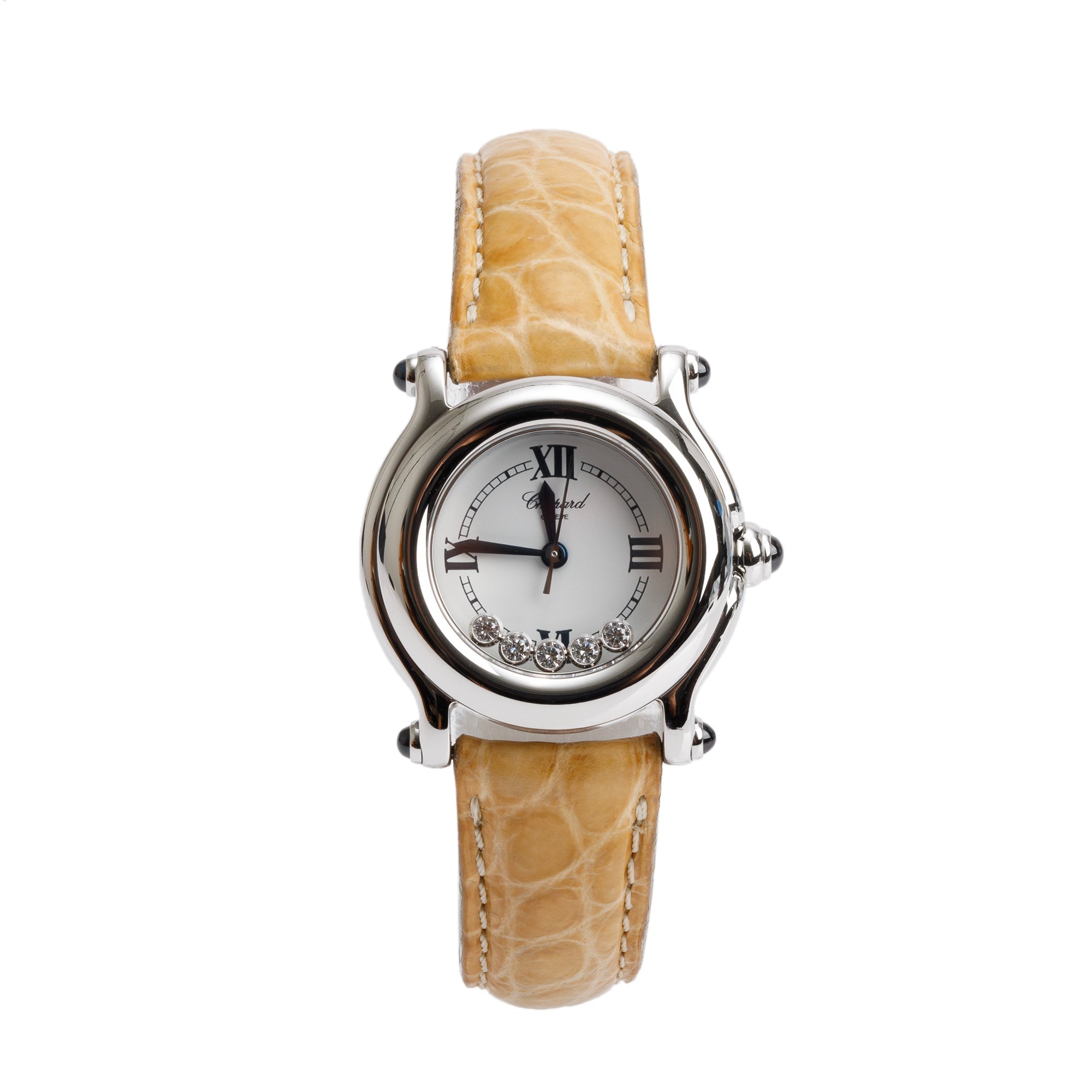 Chopard Stainless Steel Happy Sport Diamond 26 MM Quartz Watch w/ Box