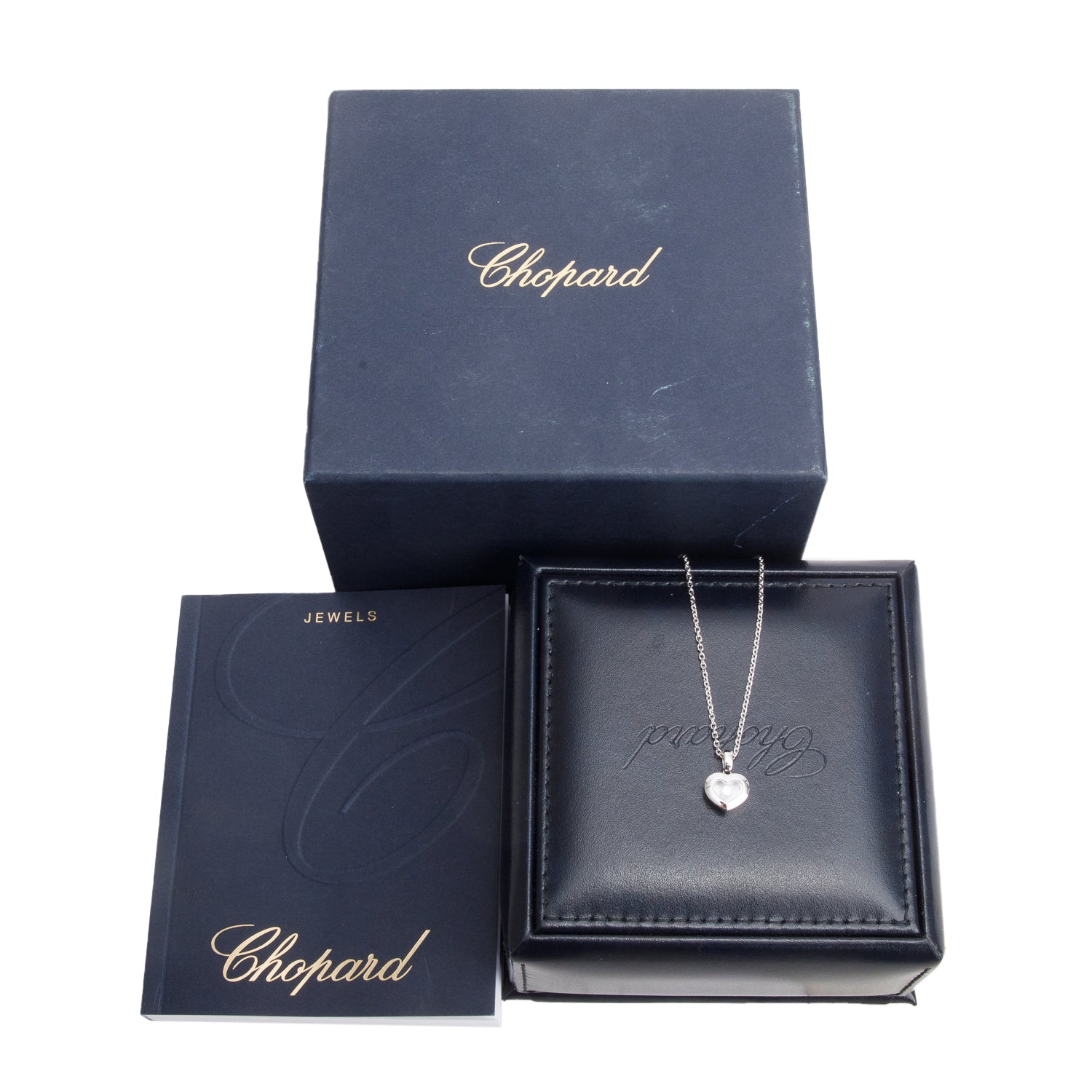 Chopard 18k White Gold Happy Diamond Icons Heart Pendant Necklace w/ Box & Papers