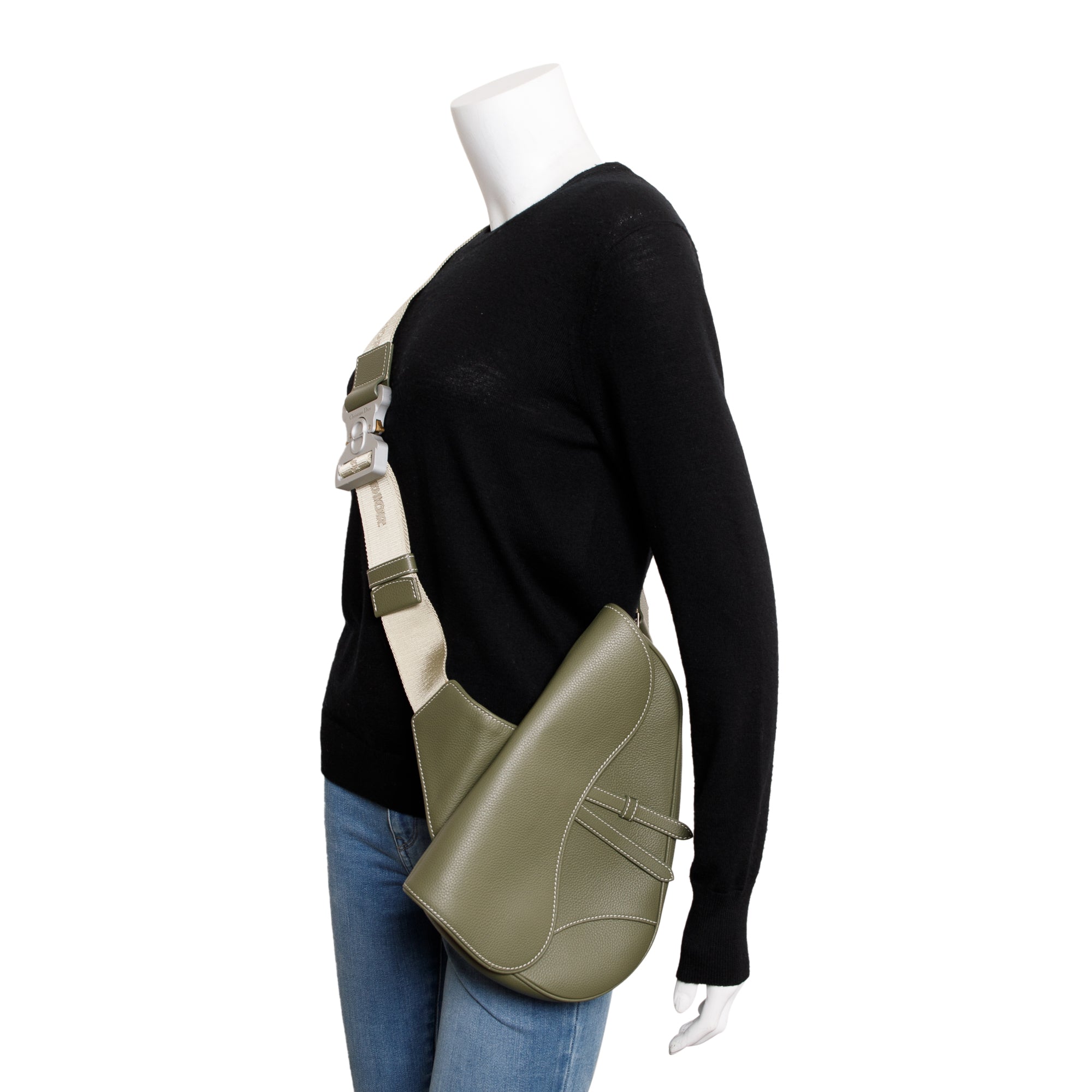 Christian 2020 Dior Green Leather Saddle Bag