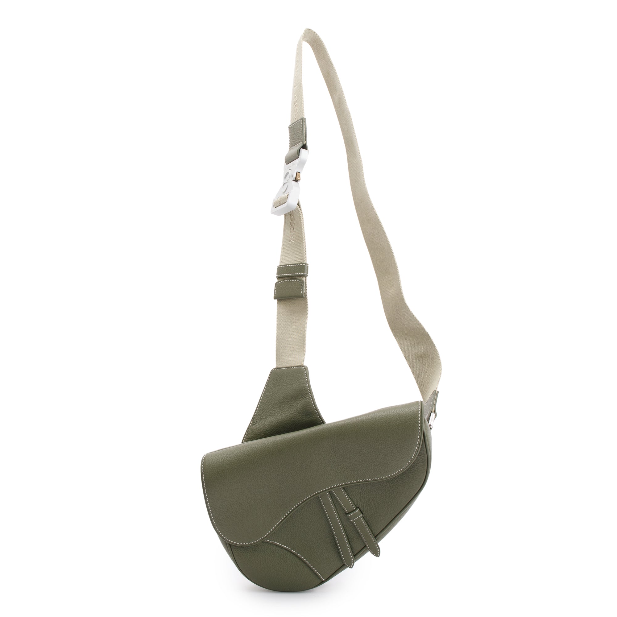 Christian 2020 Dior Green Leather Saddle Bag