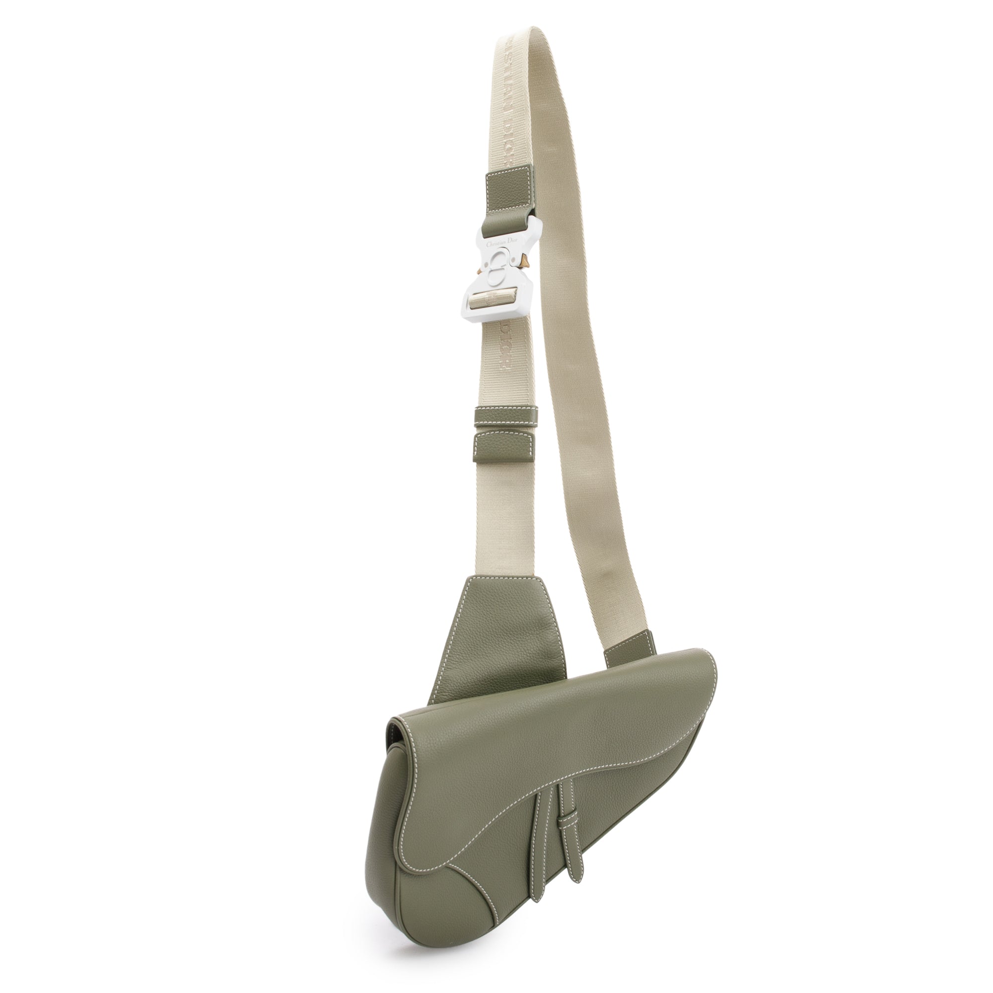 Christian 2020 Dior Green Leather Saddle Bag