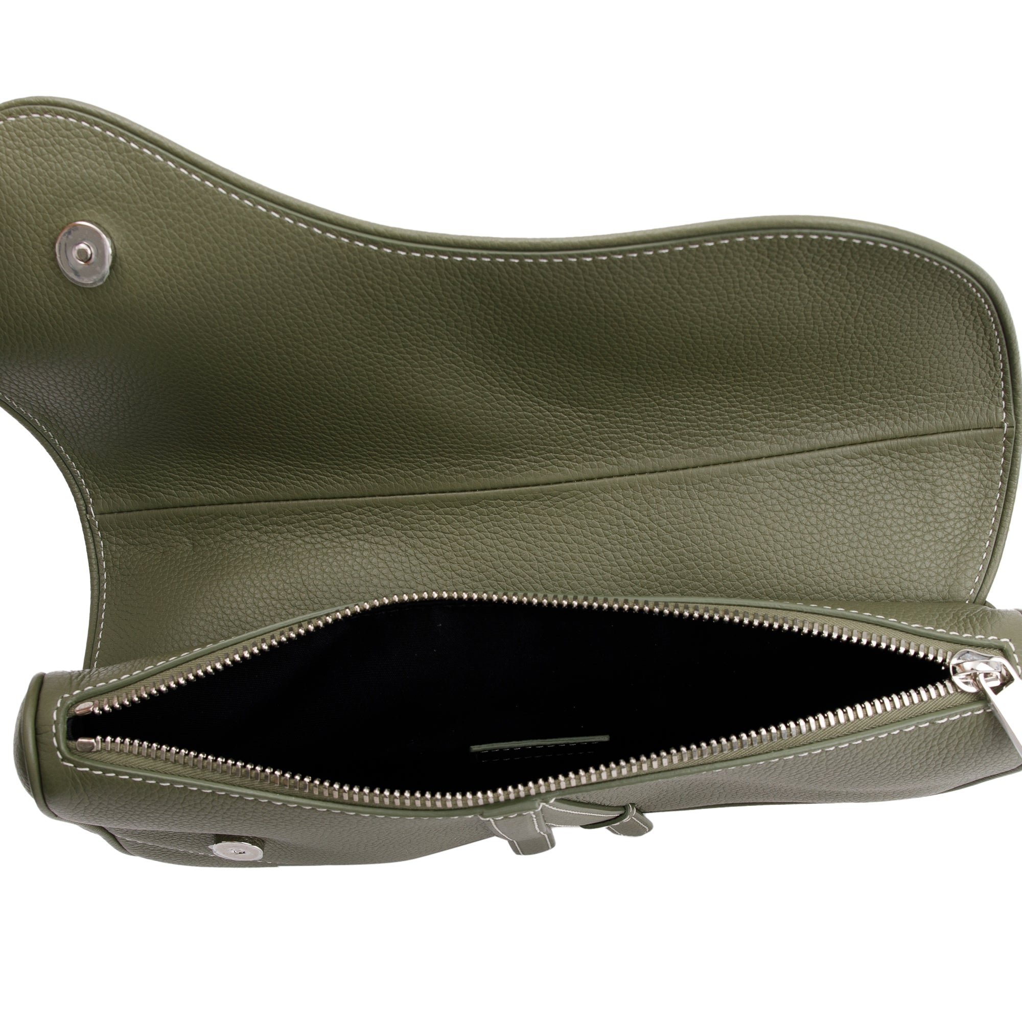 Christian 2020 Dior Green Leather Saddle Bag