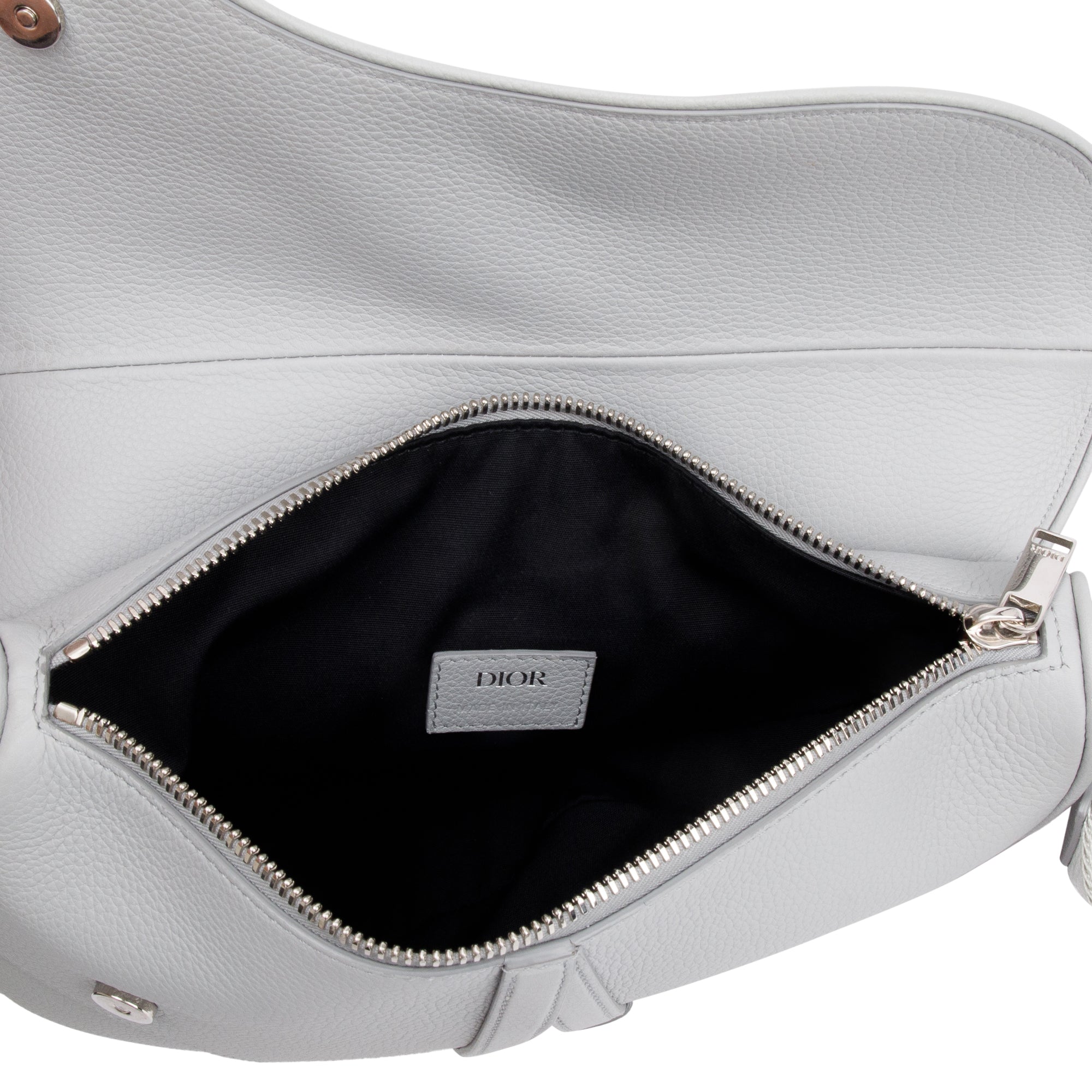 Christian 2021 Grey Calfskin Leather Saddle Bag