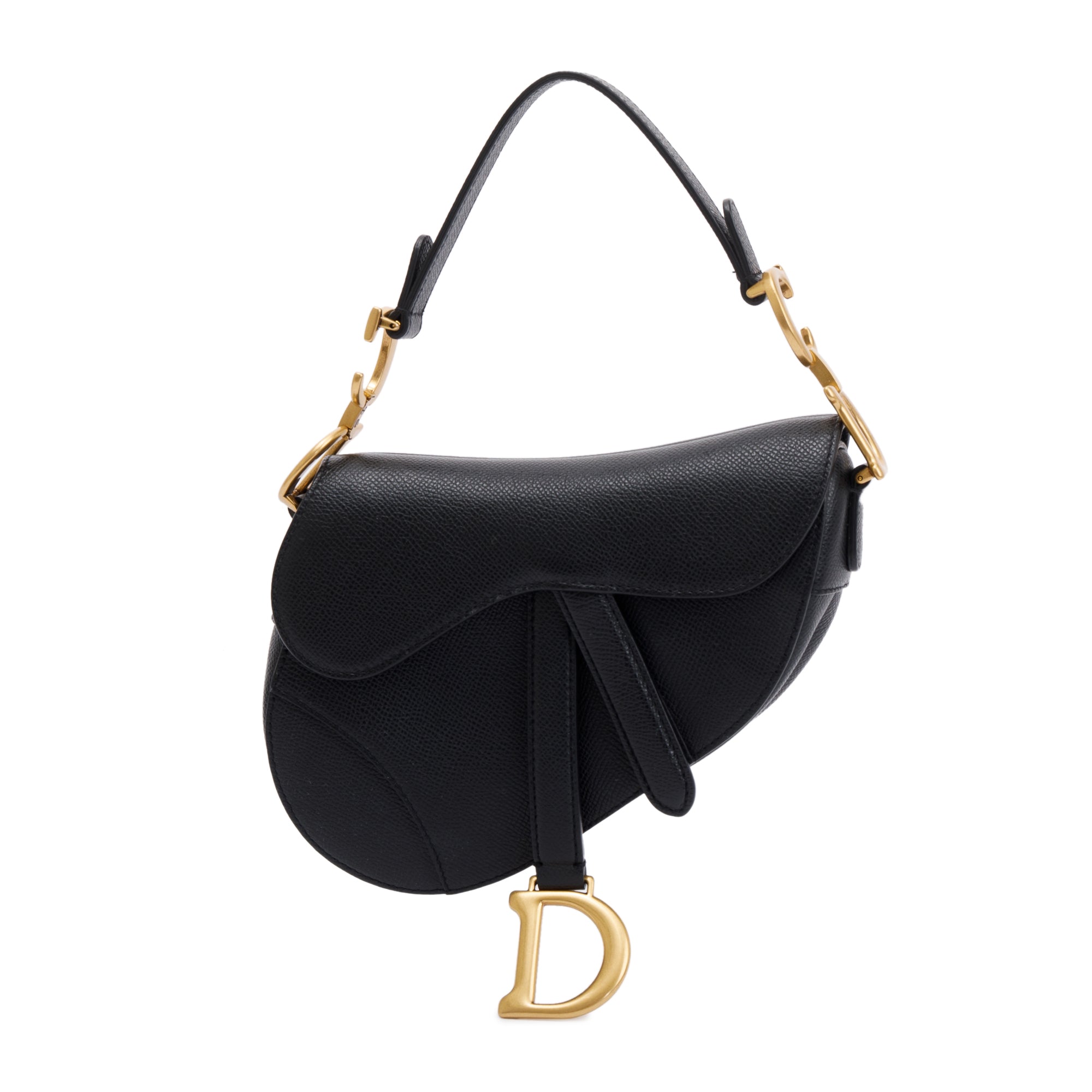 Christian Dior 2020 Black Calfskin Leather Mini Saddle Bag w/ Strap & Box