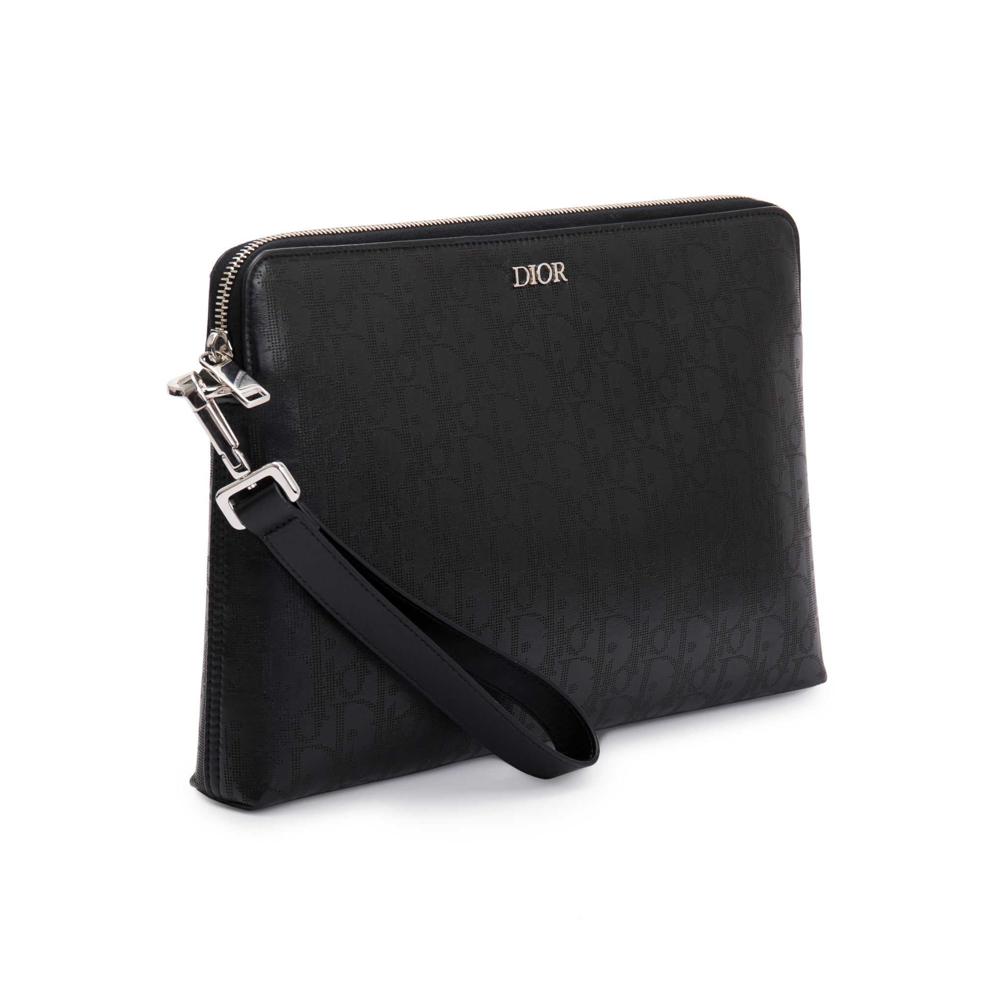 Christian Dior 2020 Black Oblique Galaxy Leather Pouch w/ Strap