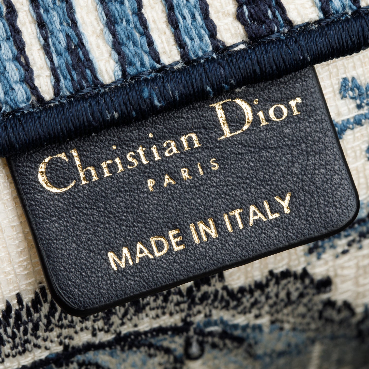 Christian Dior 2020 Blue Multicolor Toile De Jouy Palm Tree Embroidery Large Book Tote