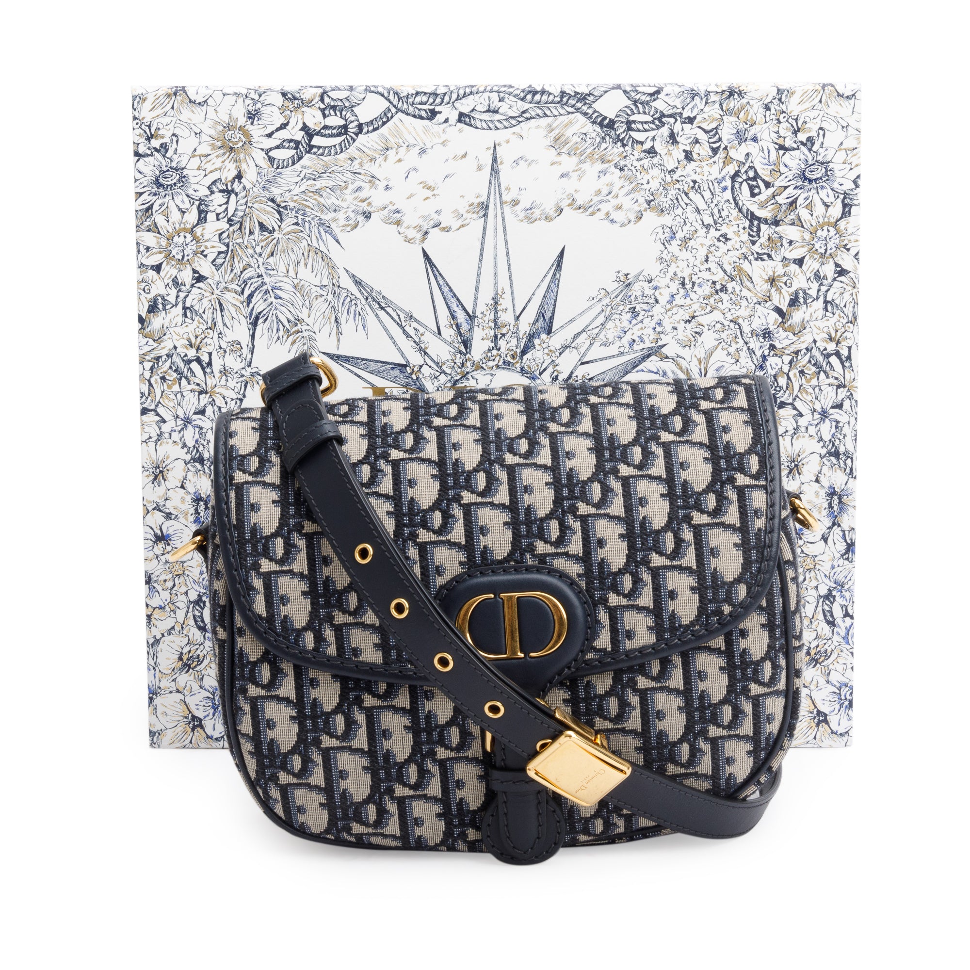 Christian Dior 2020 Blue Oblique Jacquard Medium Bobby Bag w/ Box, Receipt & Authenticity Card