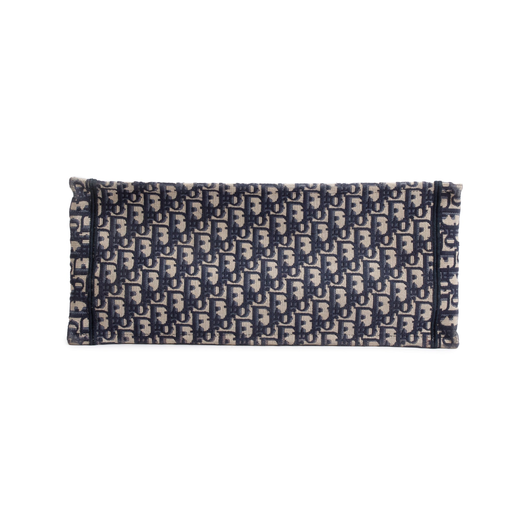 Christian Dior 2020 Ecru and Blue Dior Oblique Embroidery Large Book Tote