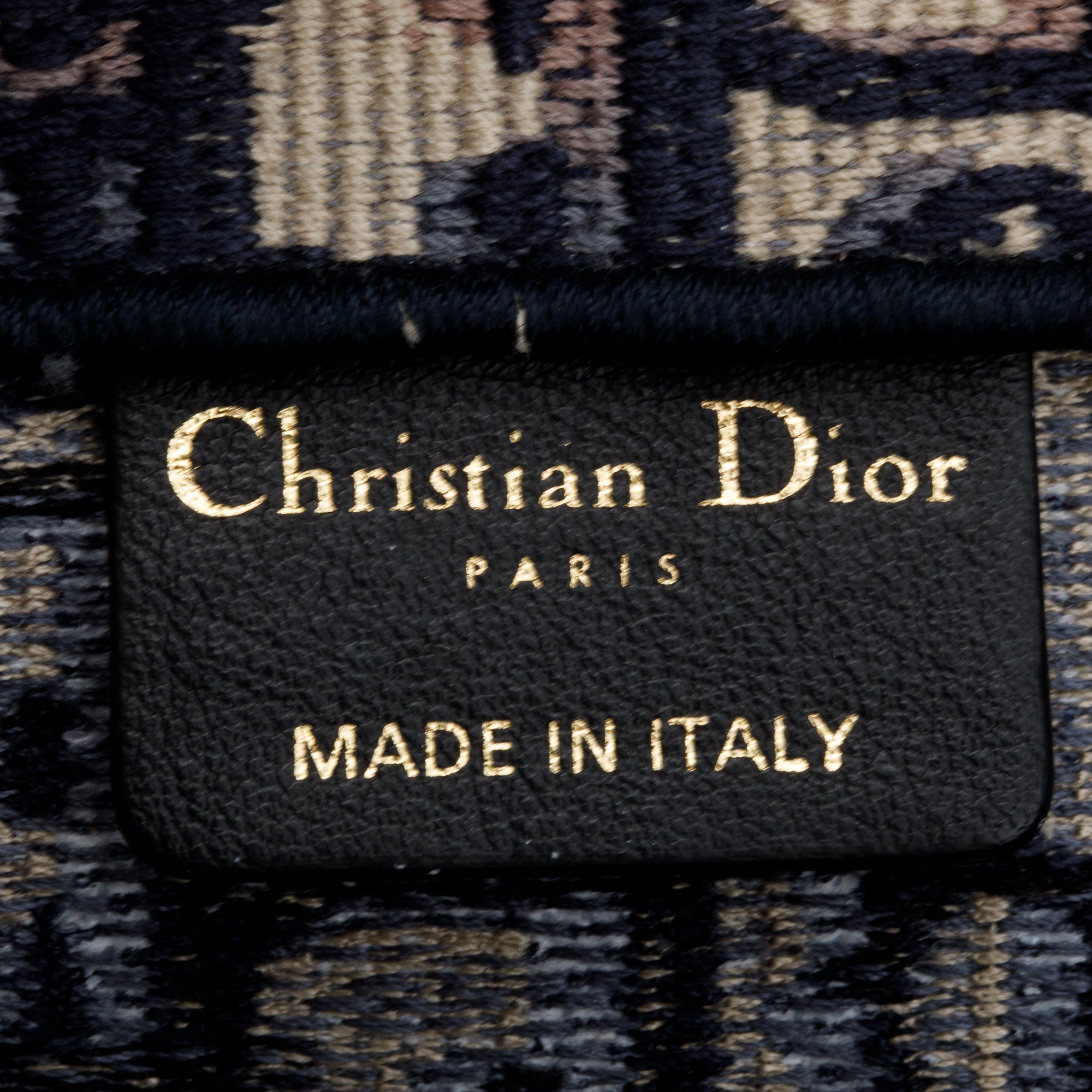 Christian Dior 2020 Ecru and Blue Dior Oblique Embroidery Large Book Tote