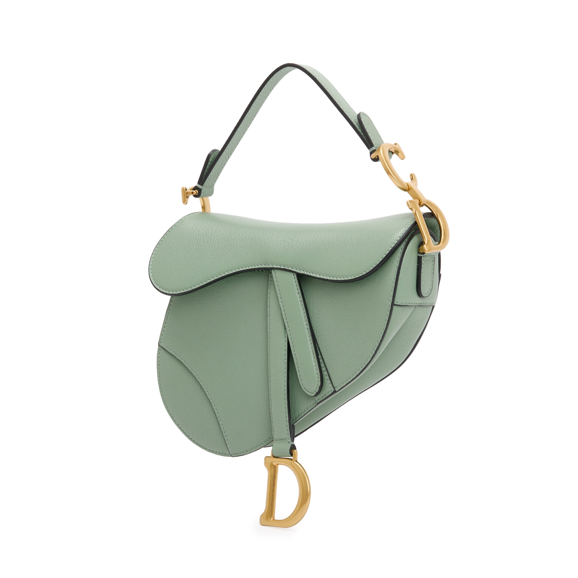 Christian Dior 2020 Green Calfskin Leather Mini Saddle Bag w/ Authenticity Card & Box